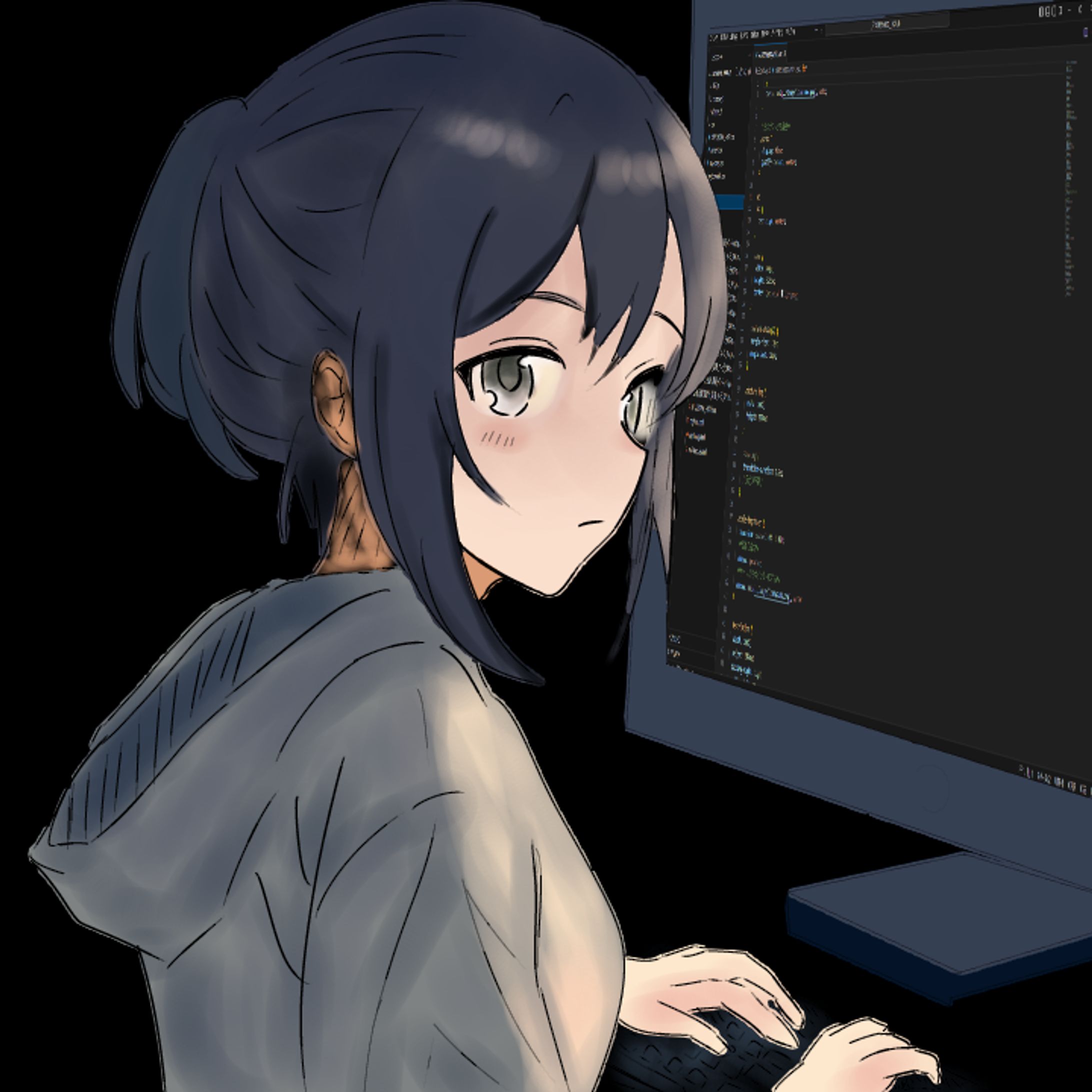 プログラミングをしている少女-1