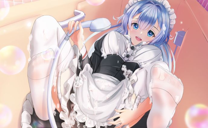 オリジナルイラスト：メイドを洗う