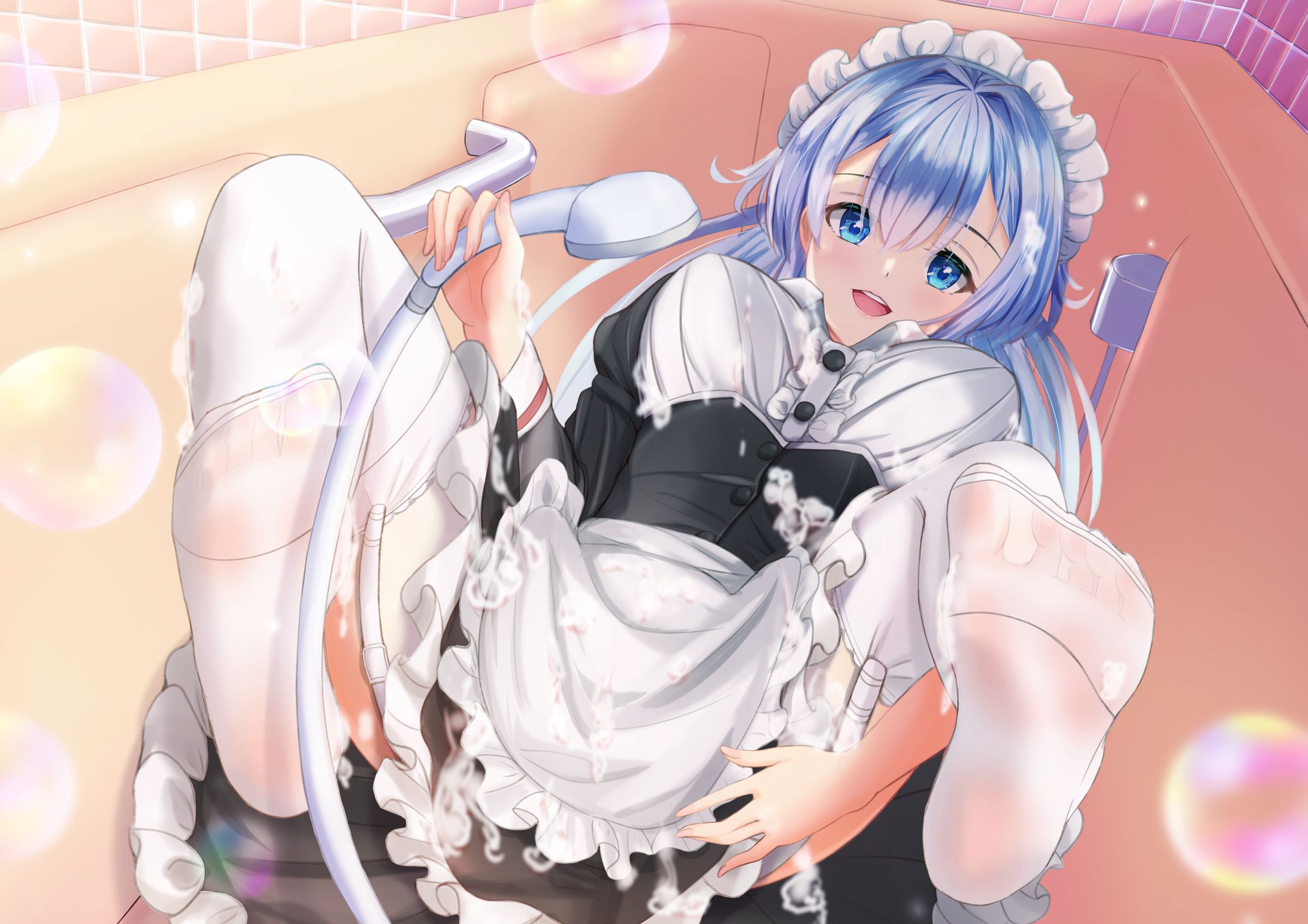 オリジナルイラスト：メイドを洗う-1