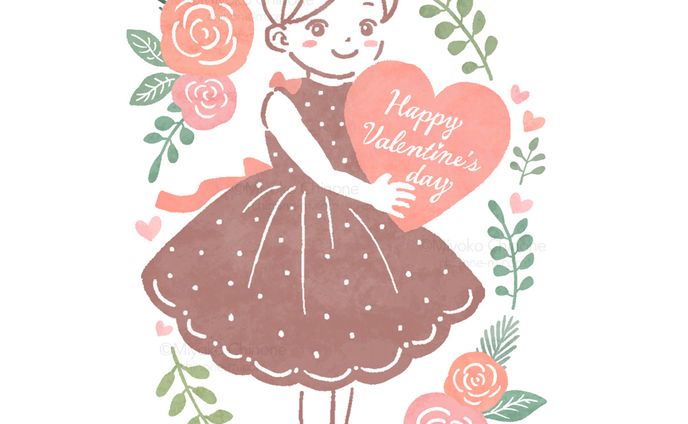 バレンタインのハートを持った女の子