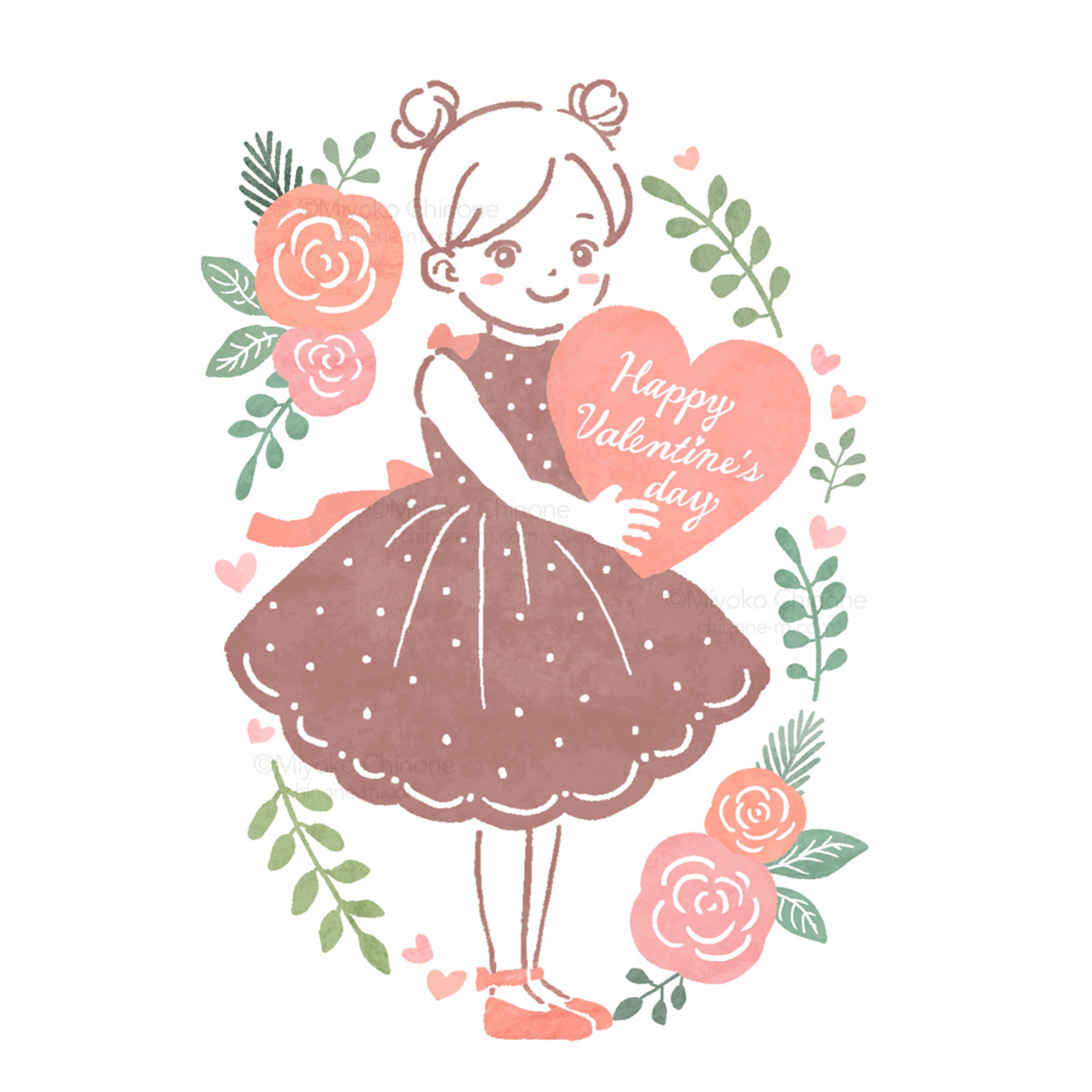 バレンタインのハートを持った女の子-1