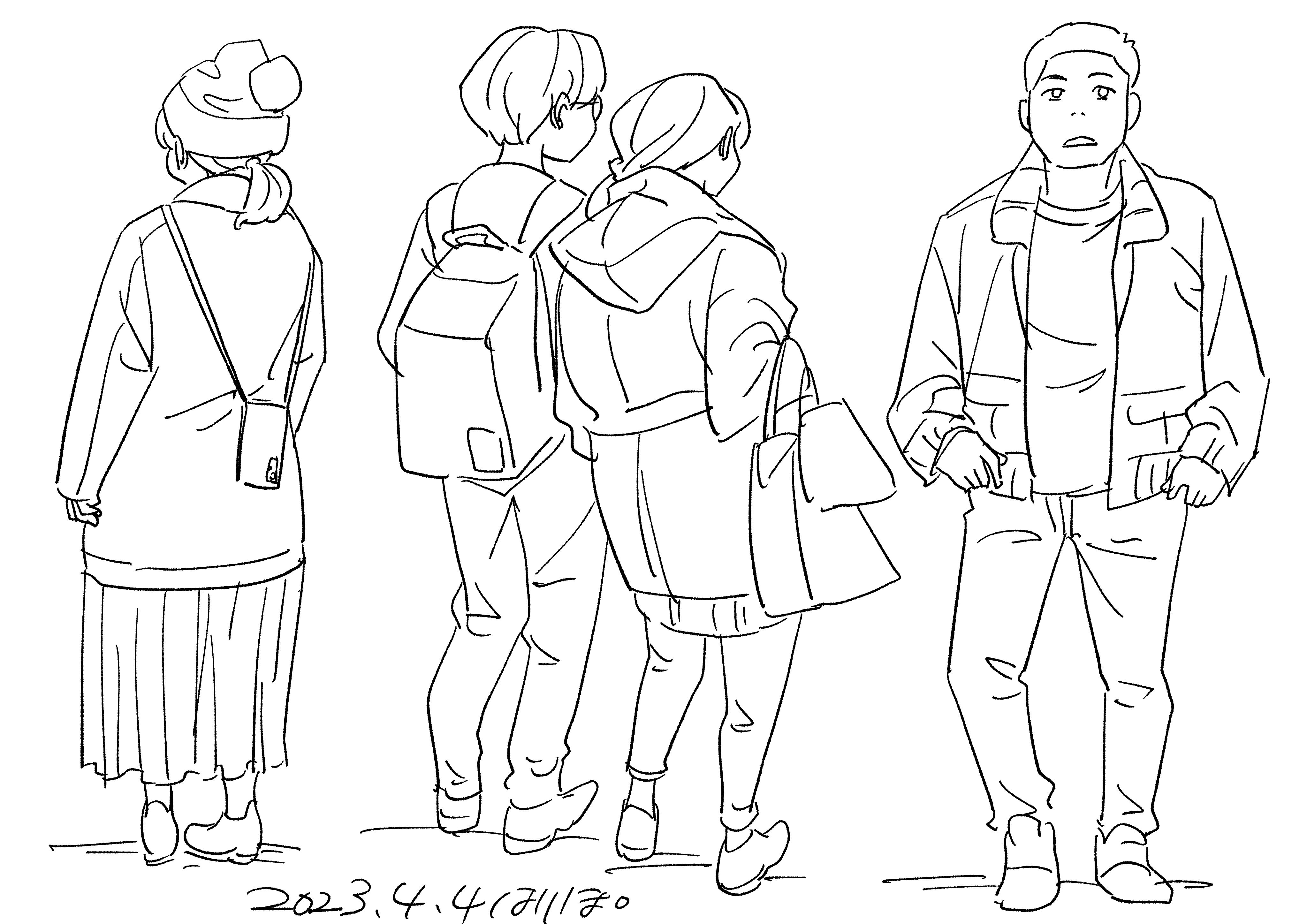 人物スケッチ（カフェスケッチ風）