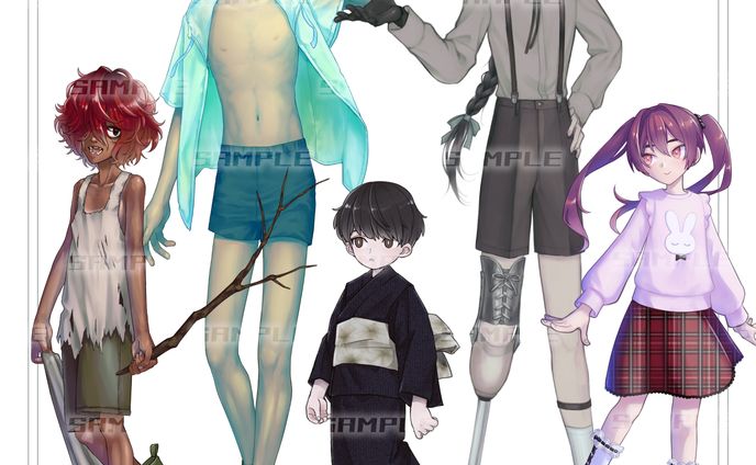 立ち絵デザイン／少年・子ども