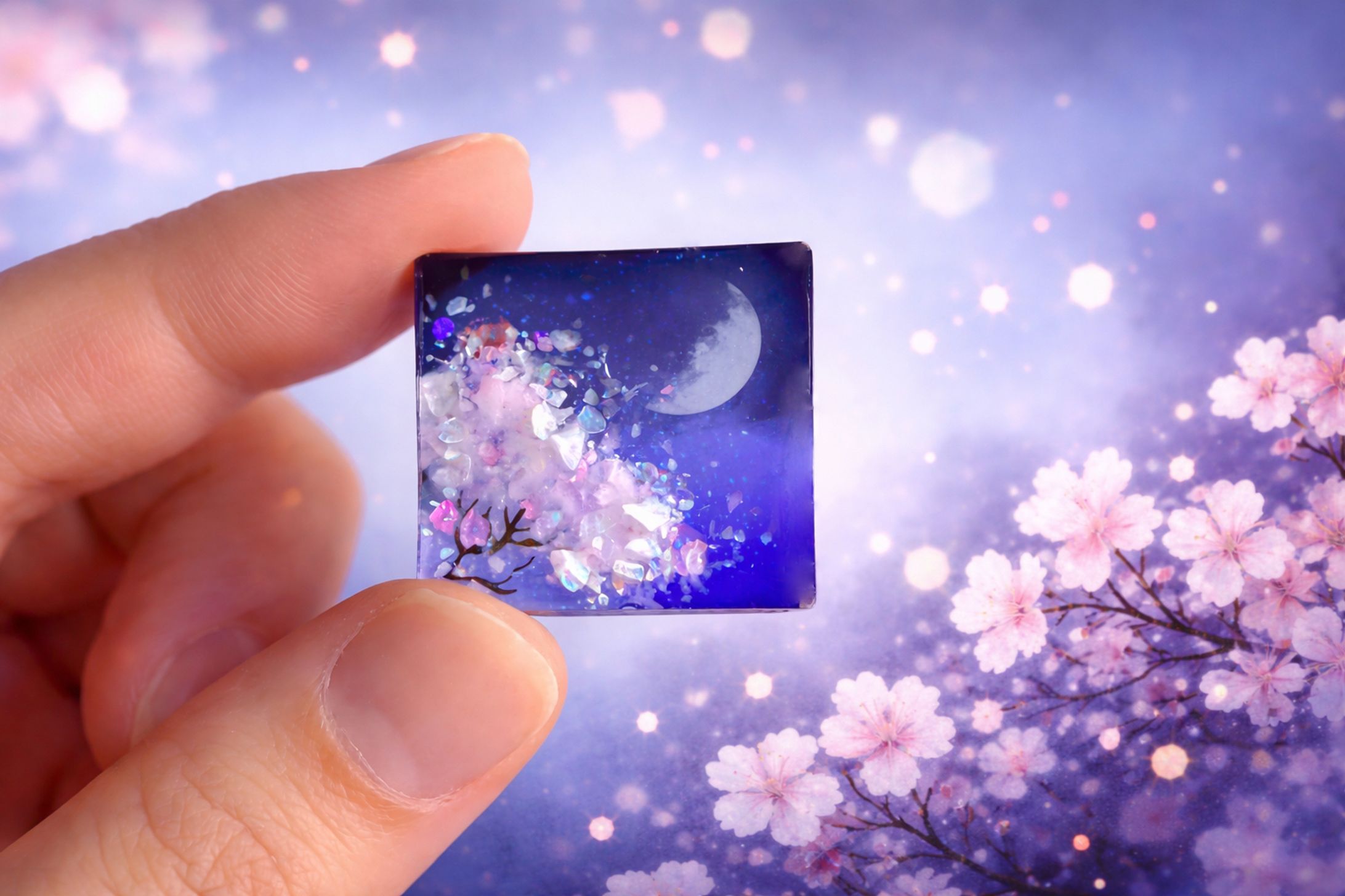 小さな夜桜と月-1