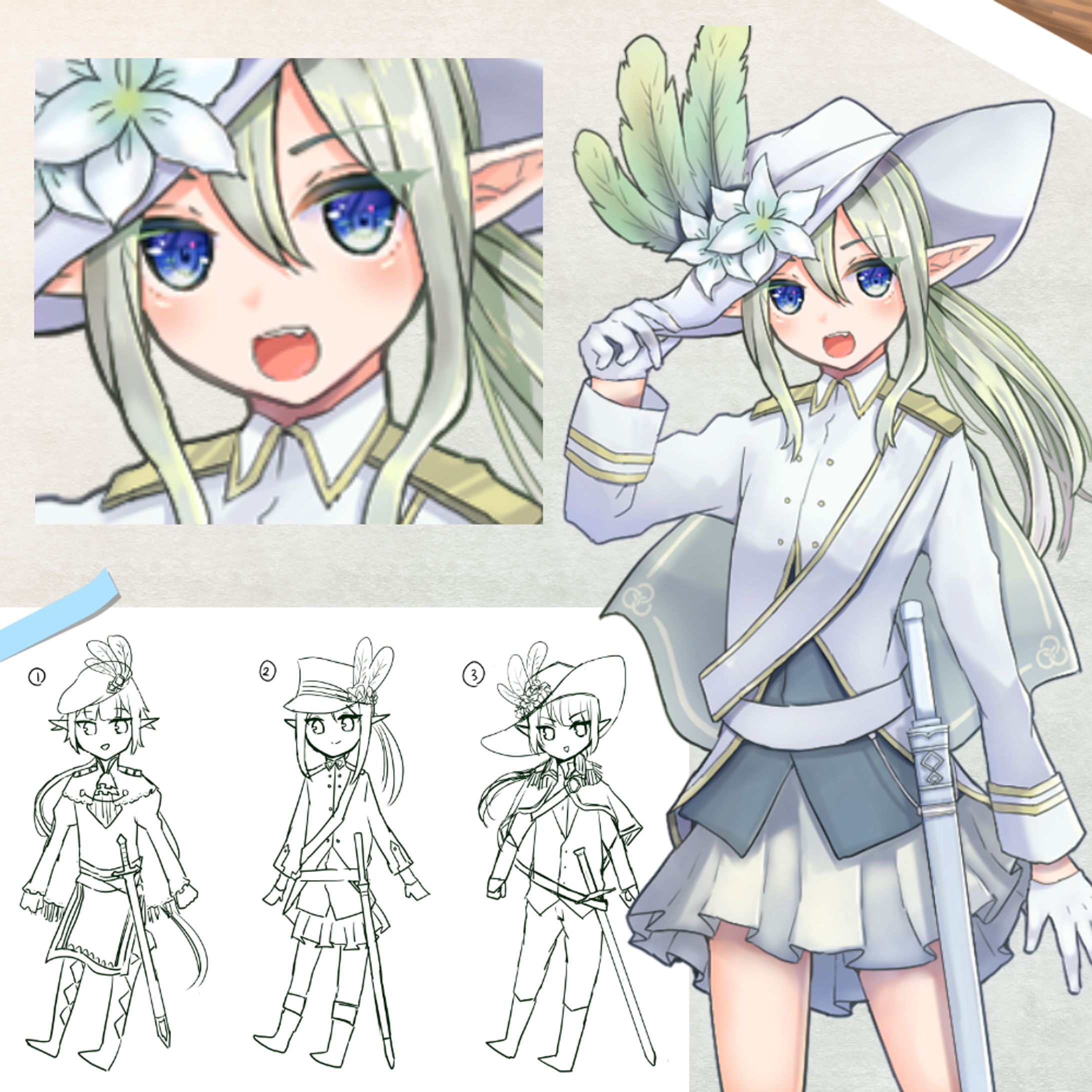 【依頼/立ち絵】エルフの銃士-1