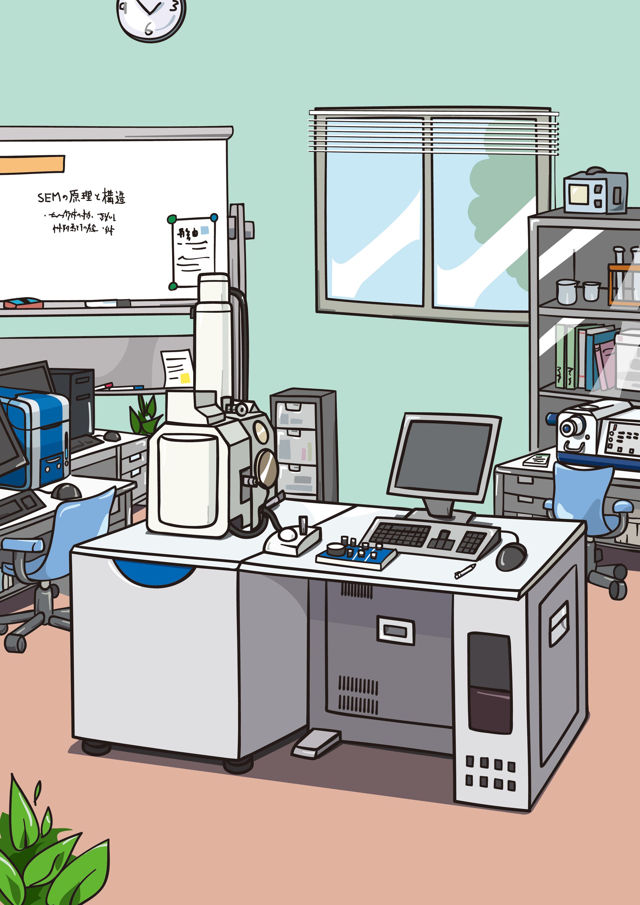 Illustration of the cover of an electron microscope manual-1