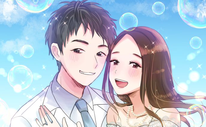 結婚式のウェルカムボード用一枚絵