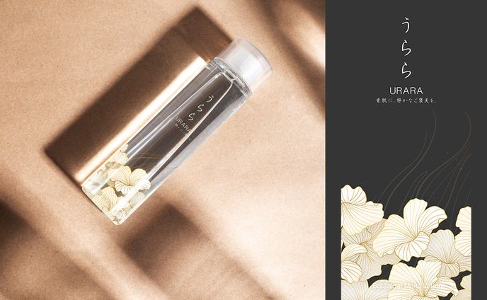 自主制作：化粧水パッケージデザイン 40代向け うらら