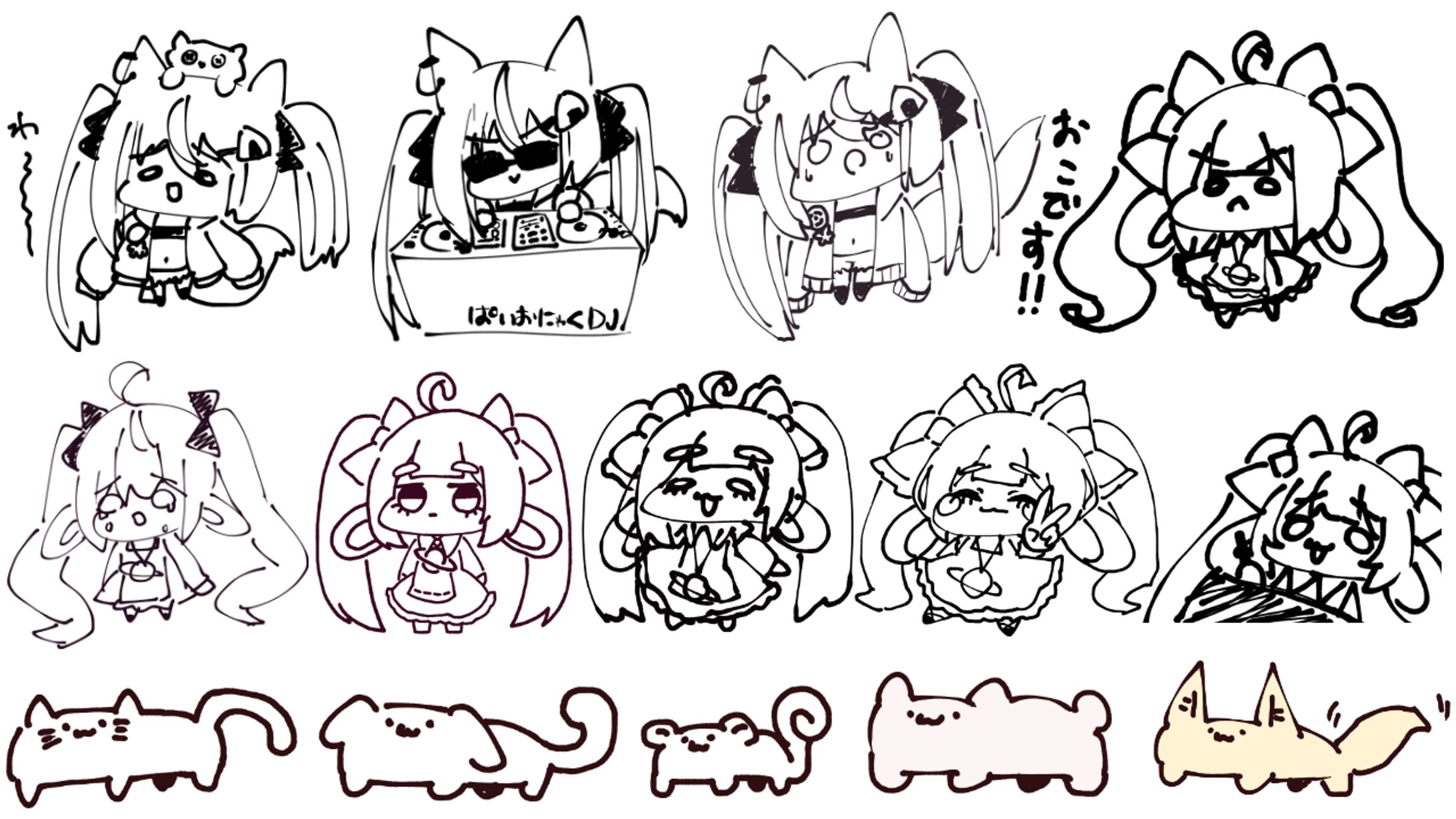 白黒SDイラストまとめ-1
