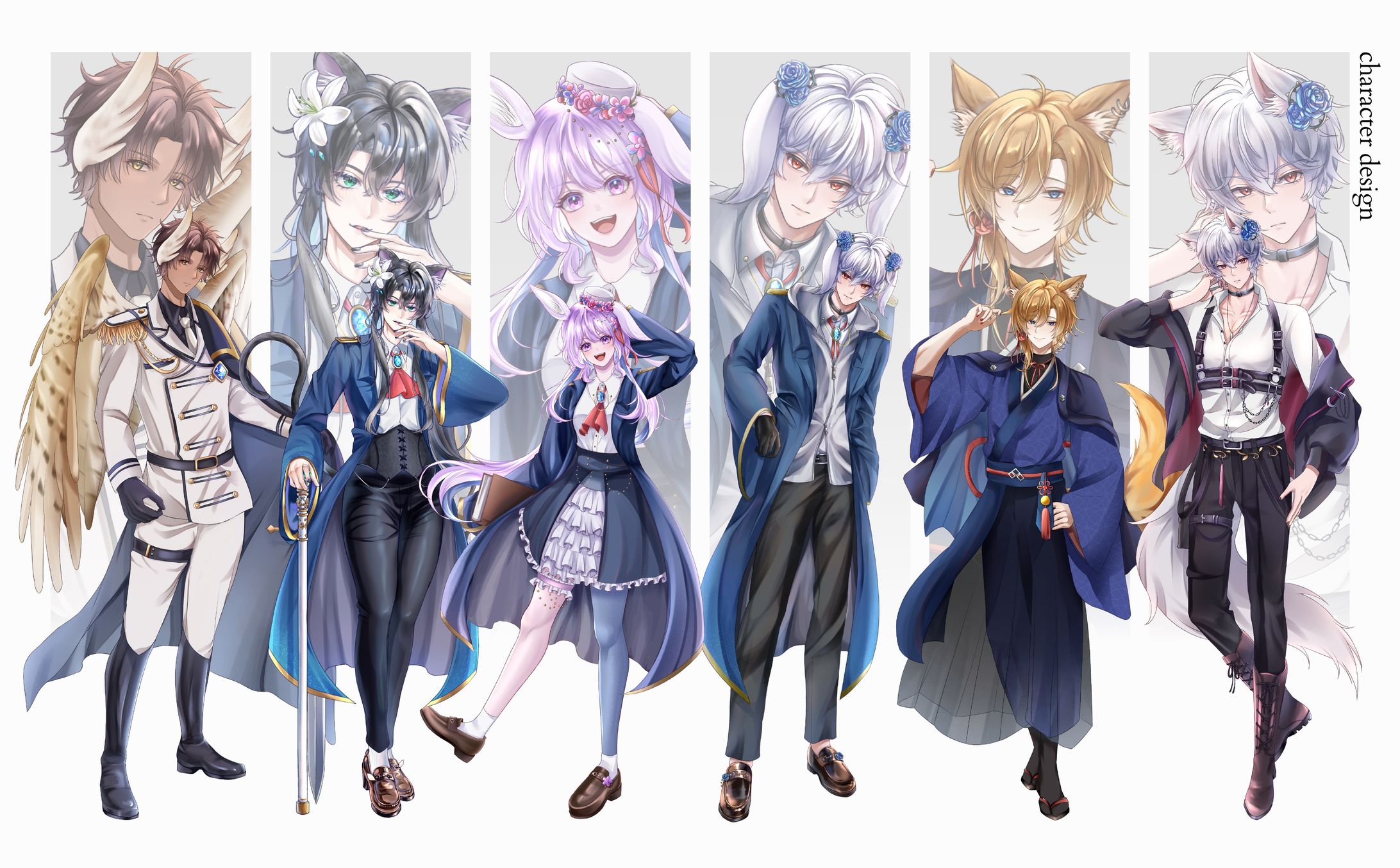 等身イラスト6人-1