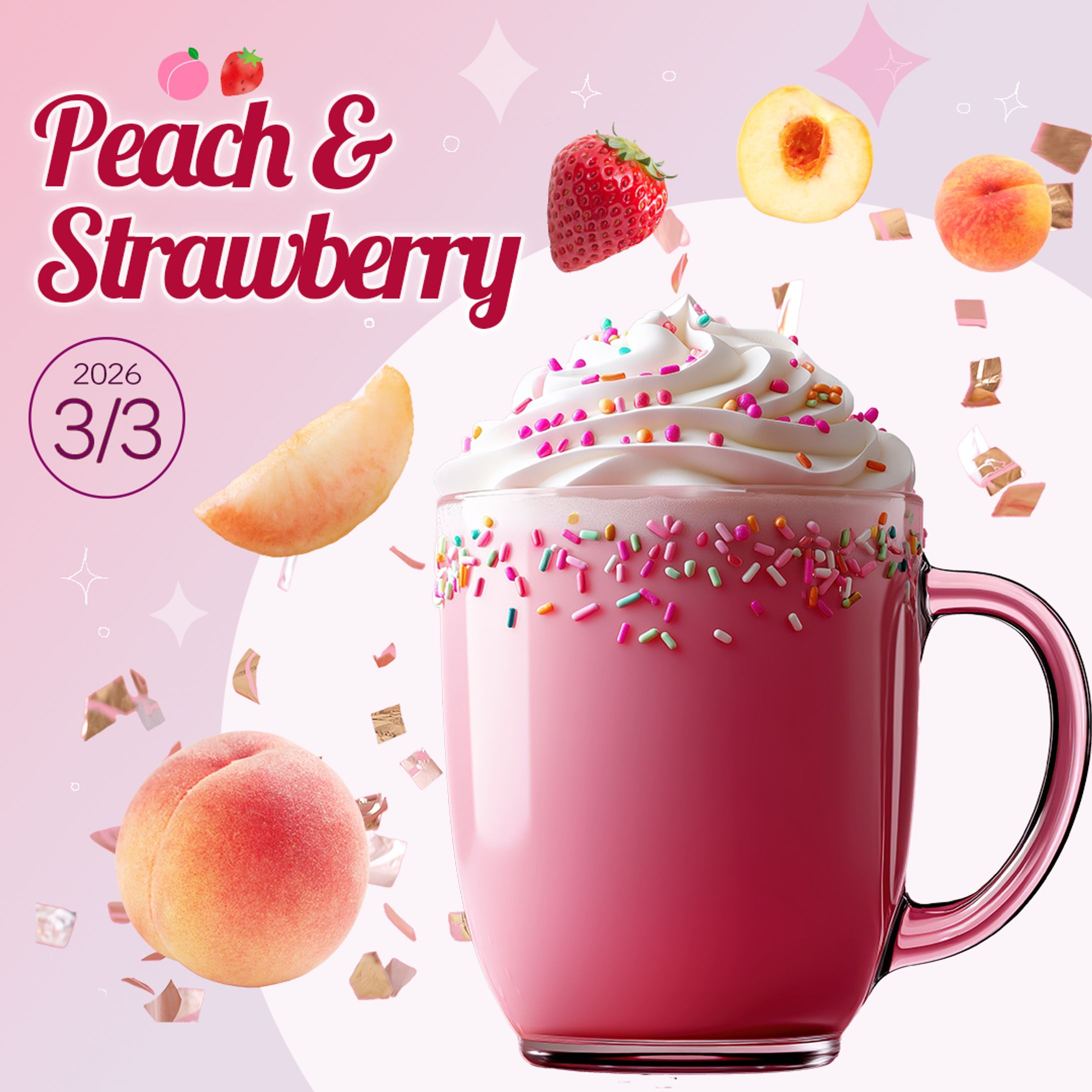 🍑ピーチ&ストロベリードリンク販促用バナー-1