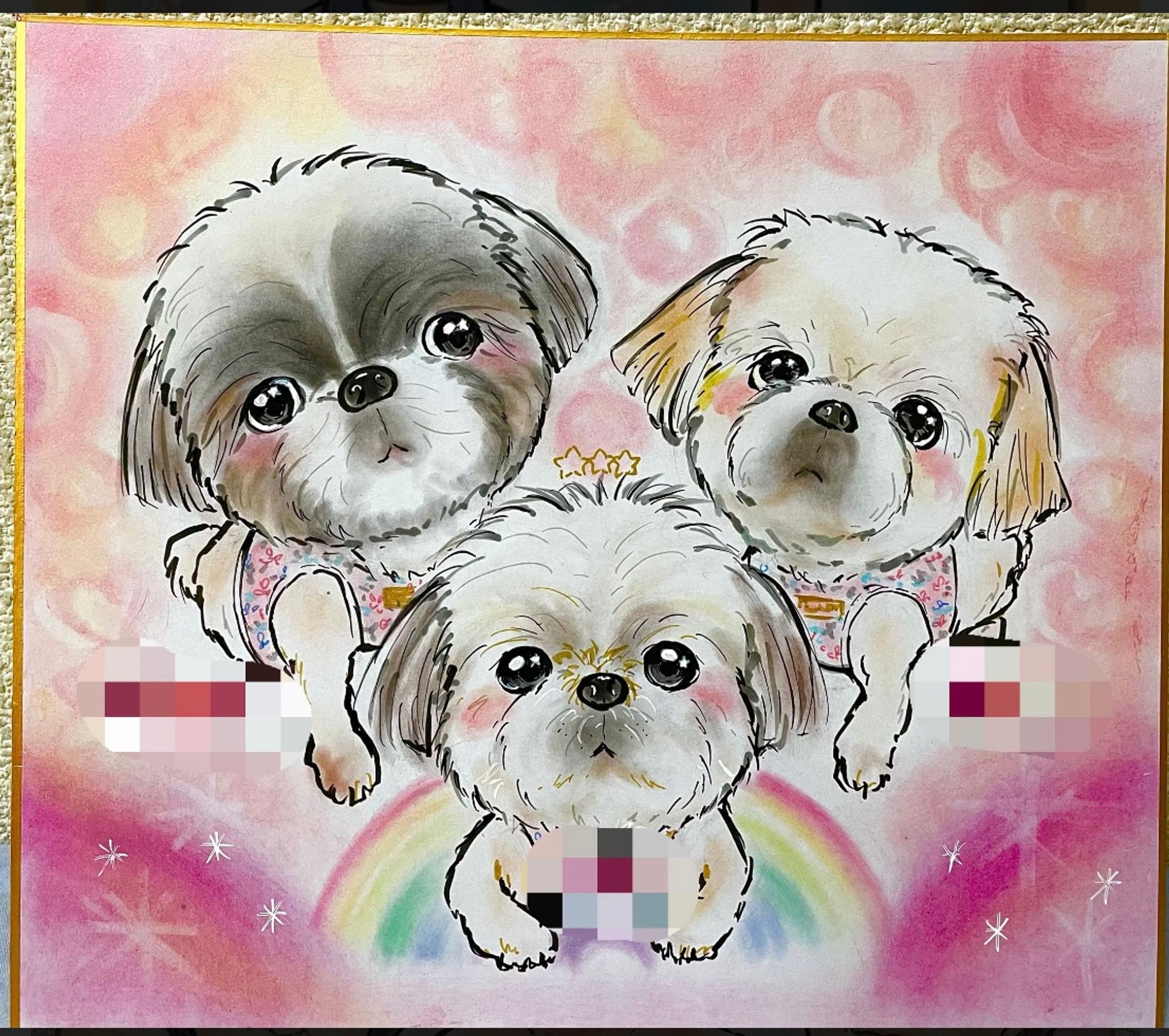 手書きパステル・ペット画-1
