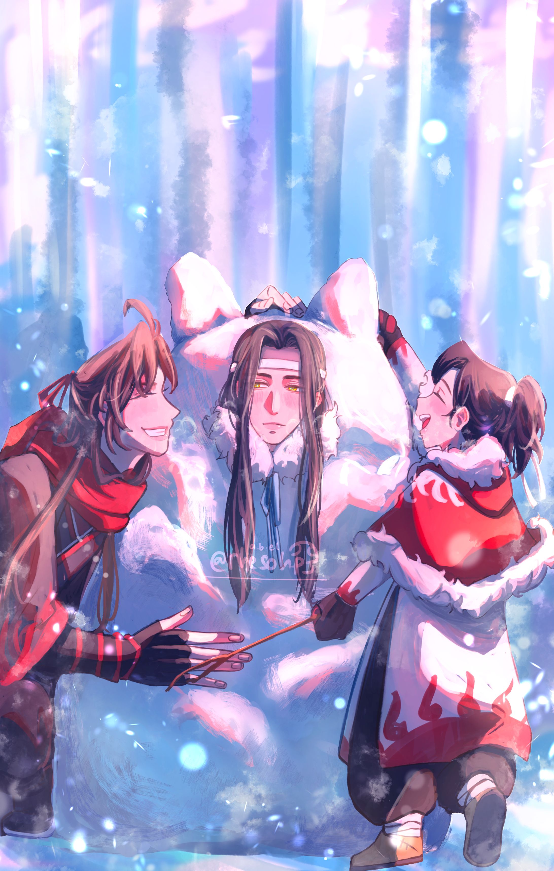 [fanart mdzs] wangxian fam in winter-1