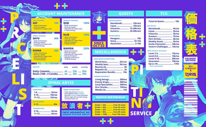 PRICELIST - IMSCARAMOUCHE