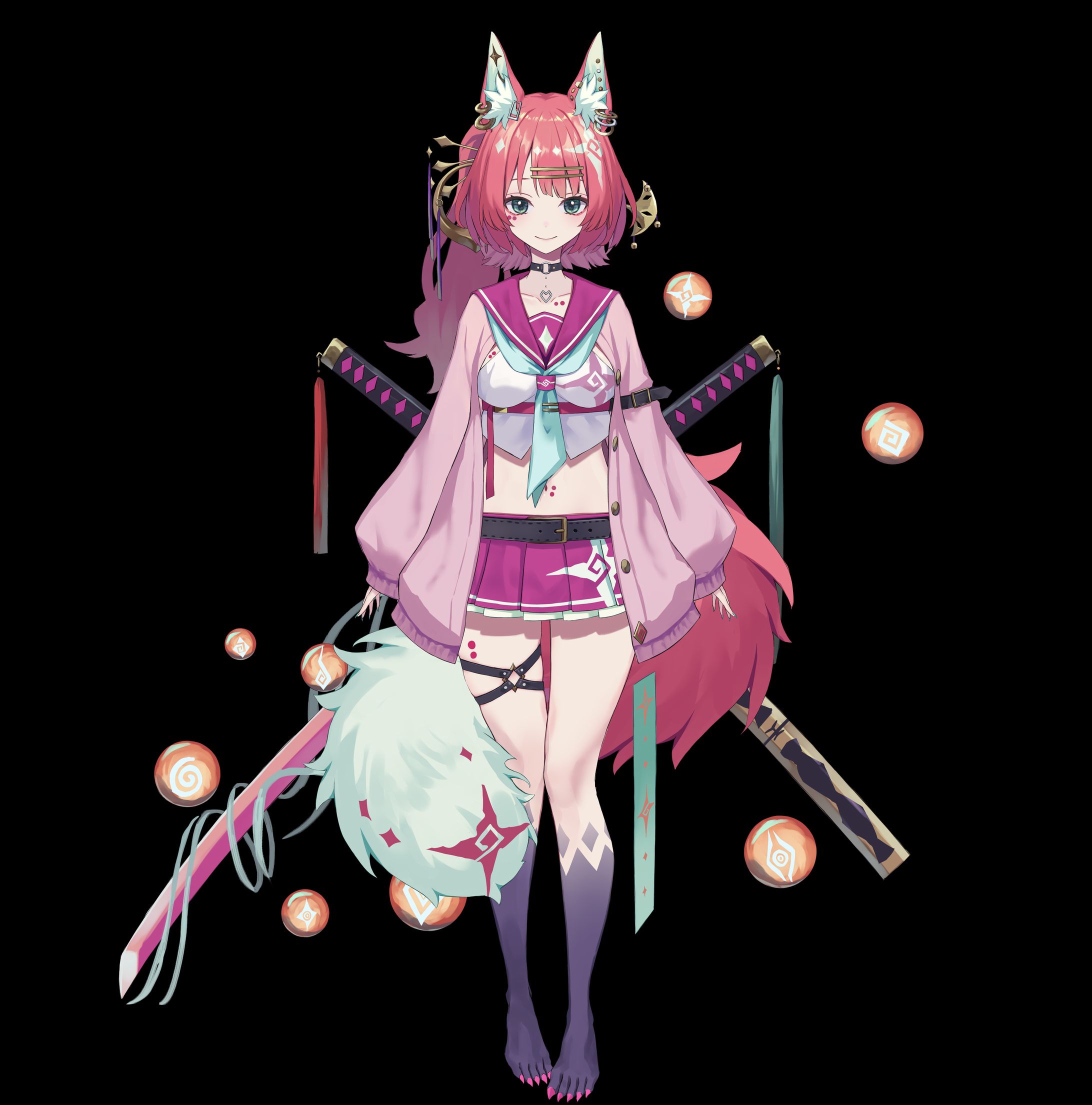 ピンクの猫Vtuber用立ち絵-1