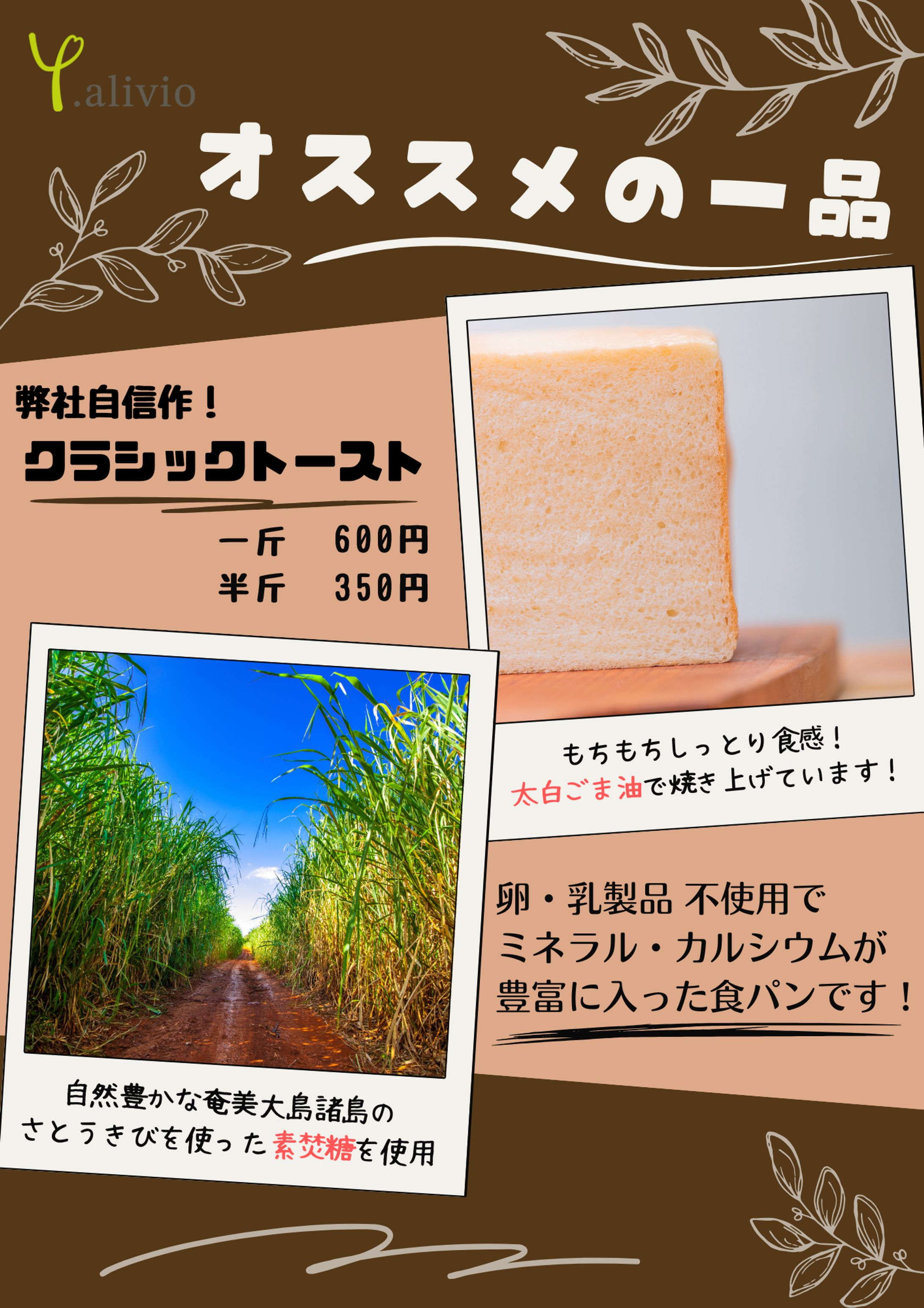 【チラシ参考】Y.alivio食パン オススメの一品 -1