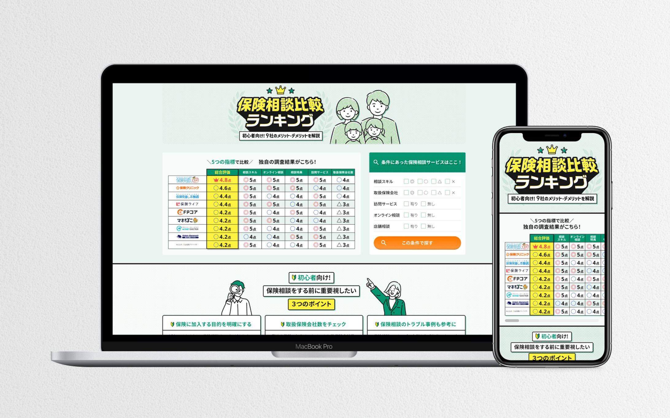 保険相談サービス 比較ランキング サイトデザイン-1