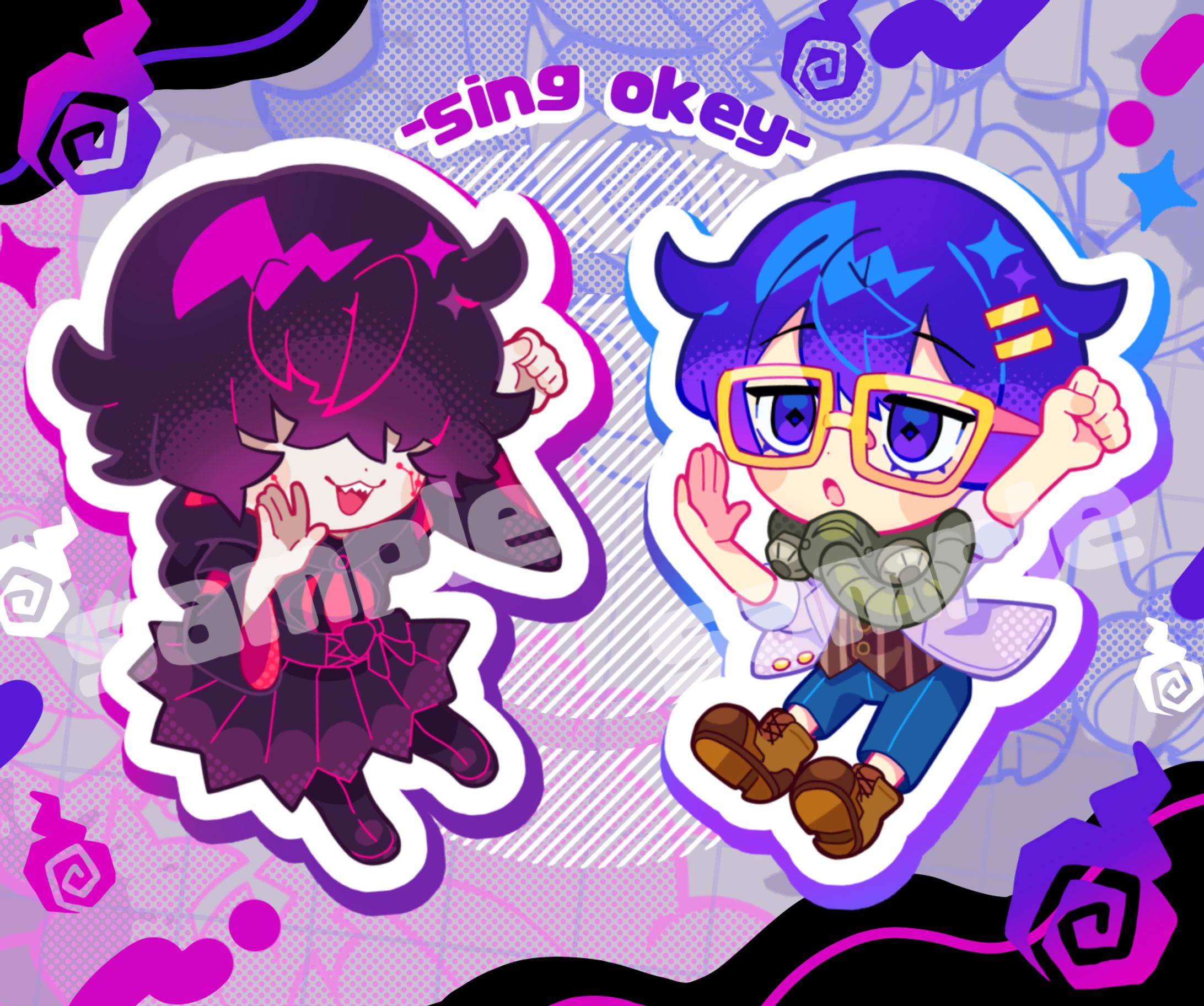 Vtuberユニット『深業奇』ミニキャライラスト-1