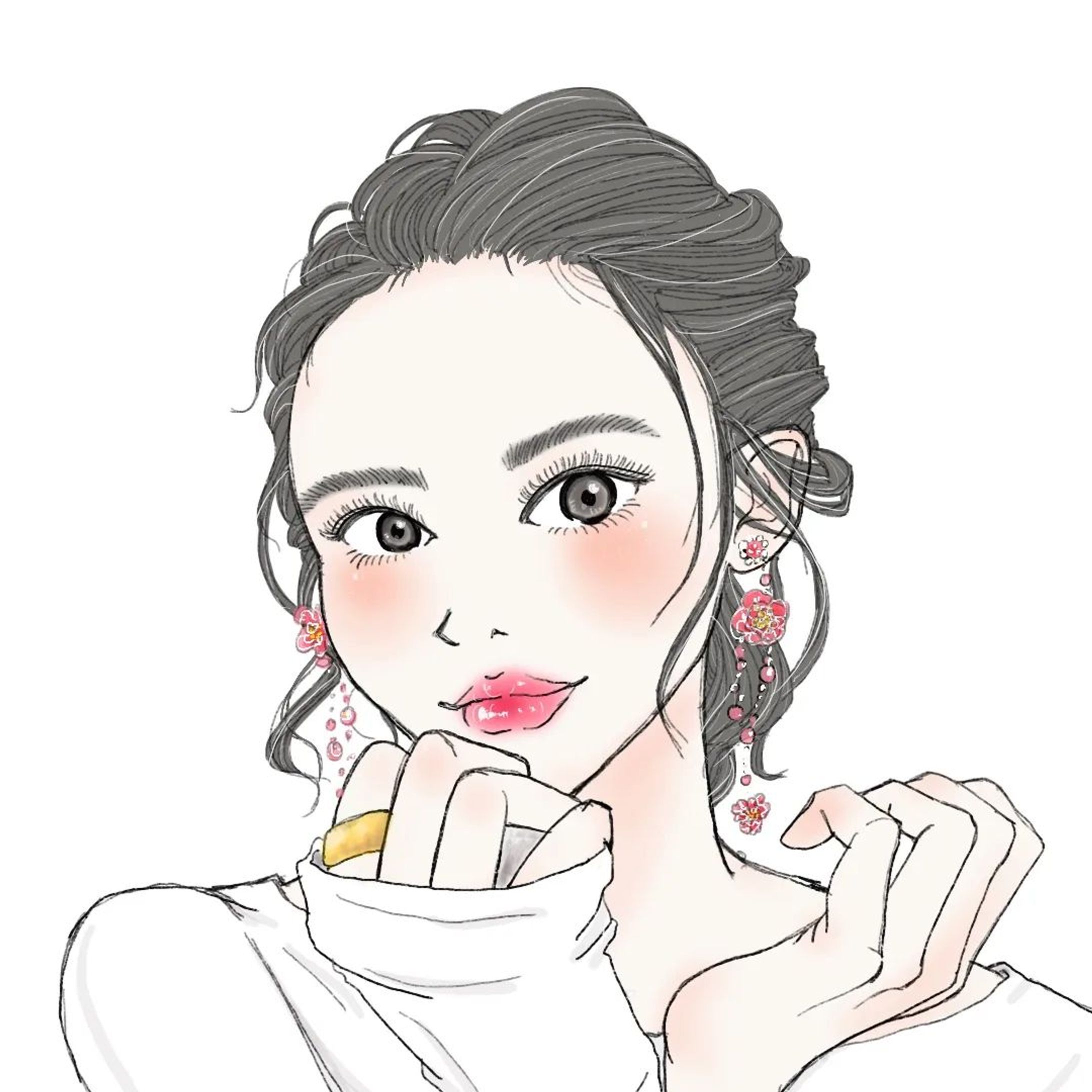 １日１イラストを投稿したかったのに、昨日は間に合わなかった😭
でも、いつもより丁寧に可愛く仕上げられた気はします😁✨桃の節句を意識したアクセサリーをつけてみました。

#illustration #illustrator #drawing  #ガールズイラスト #ファッション #fashion #美容 #ファッションイラストレーター #ファッションイラスト  #girl #絵 #art #ファッションスナップ #女の子イラストを描くのが好き #ヘアースタイル #メイク #アイコン  #アイコン作成 #イラスト好きな人と繋がりたい
#アクセサリー-1
