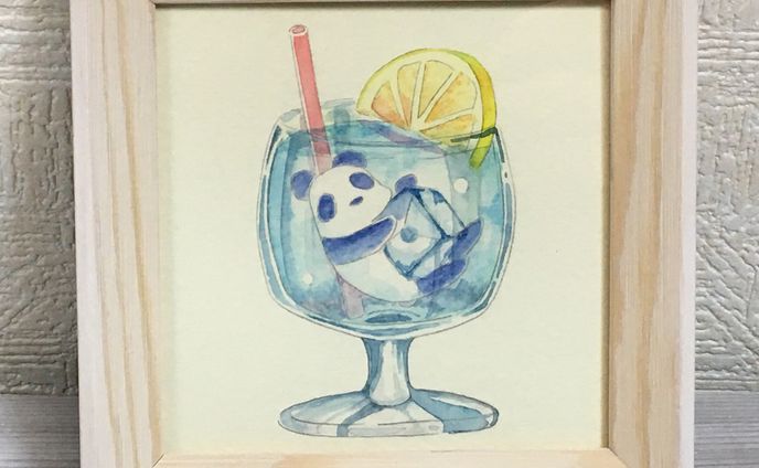頭の上のパンダ ソーダー 原画 アクリルキーホルダー