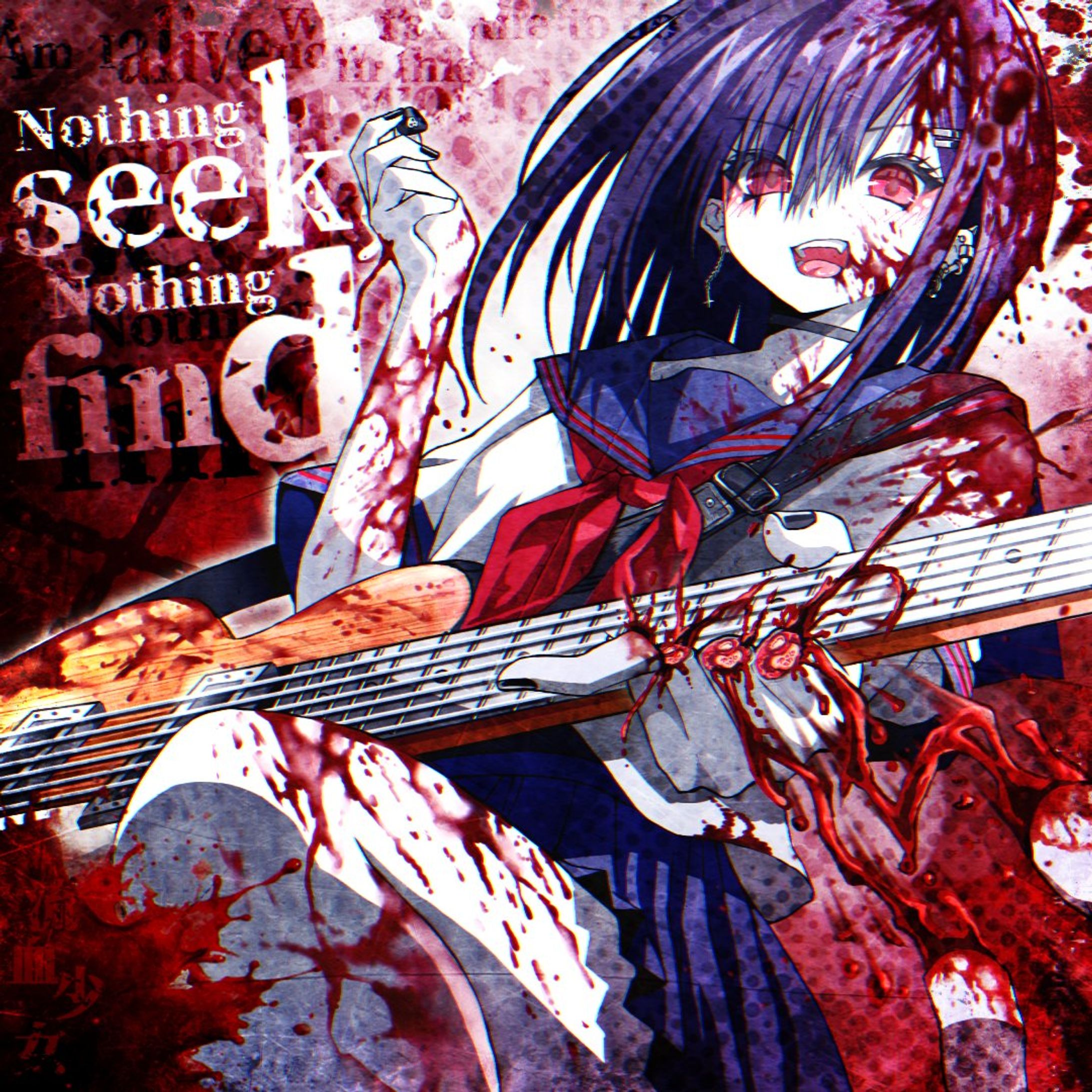 HIGHSCHOOL GORE-GIRL 軽音部 OPテーマソング "Nothing seek, Nothing find" CD cover illust-1