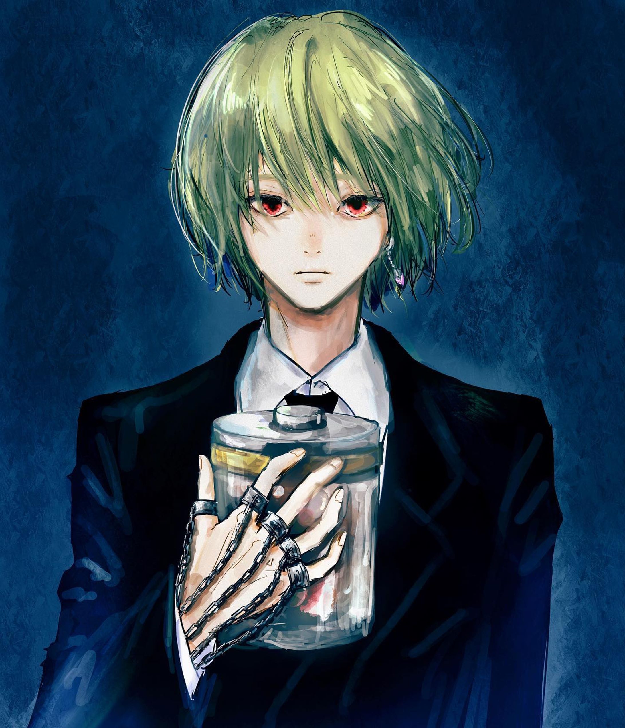 クラピカ。

先月くらいからアニメのHUNTER×HUNTER観ているのですが、内容知っていても面白すぎる、、。よく聞く言葉ですけど、冨樫先生はやっぱり天才だと思ってしまう、素晴らしすぎる構成力とキャラ達です。本当に頭の中覗いてみたいです。蟻編がもうすぐ見終わってしまう、、。HUNTER×HUNTER観終わったら他の作品沢山観れると楽しみにしつつ、あと数話で観終わってしまうと思うと悲しいです。
漫画も蟻編以降ほとんど読んでいないので読みますっ！！
クラピカには幸せになってほしいです。というか全員に幸あれ！

#hunterxhunter 
#ハンターハンター
#クラピカ-1