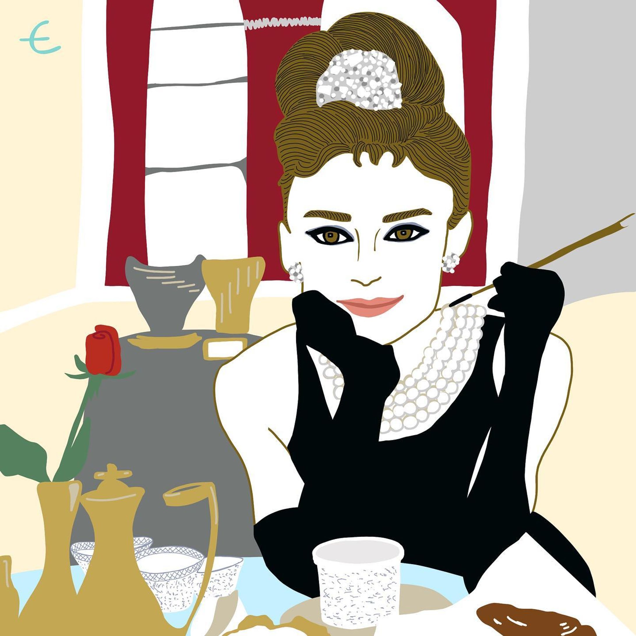 ー
21. ティファニーで朝食を

オードリーのドキュメンタリー公開中で
金曜ロードショーも「ローマの休日」
私は「ティファニーで朝食を」でオードリーが歌う
Moon Riverが好きで
たまに聴きたくなります。
歌詞がとっても不思議。
受け手に想像の余白を与える方が
芸術は魅力的なのかもです。
@riccafukuda さんのオードリーの歩き食い批評
面白かったので是非🍦🥐❤️

#ティファニーで朝食を #ローマの休日 #オードリー #オードリーヘップバーン #オードリーヘプバーン #ティファニー #ティファニーネックレス #映画イラスト #映画レビュー #映画鑑賞 #ニューヨーク #ファッションイラストレーション #広告デザイン #パールネックレス #breakfastattiffanys #tiffany #tiffanyandco #tiffanycafe #fifthavenue #tate #cinemaellie #popeyemagazine #audreyhepburn #nyccafe #fashionillustrator #holidayinrome-1