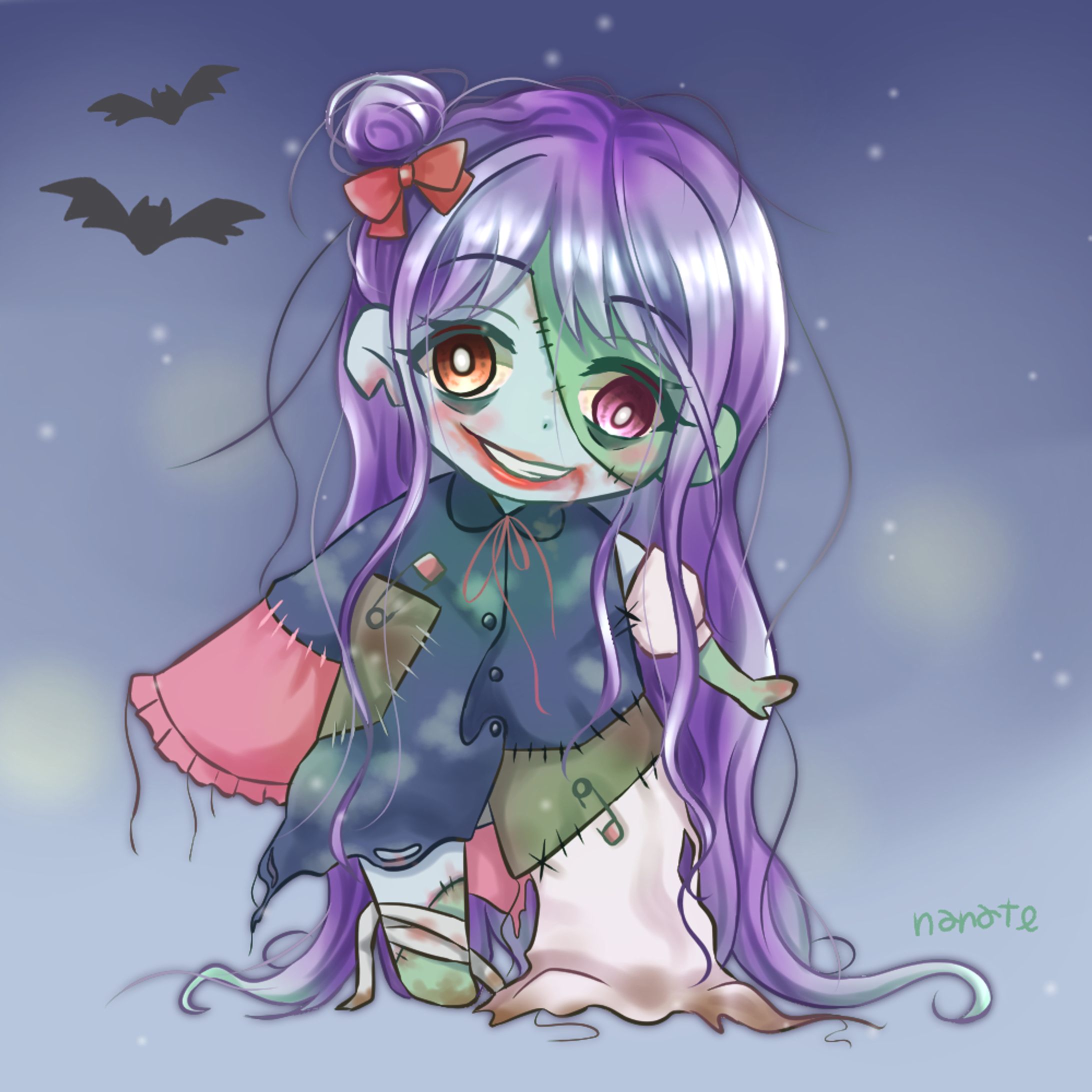 ハロウィン💜ゾンビSDイラスト-1