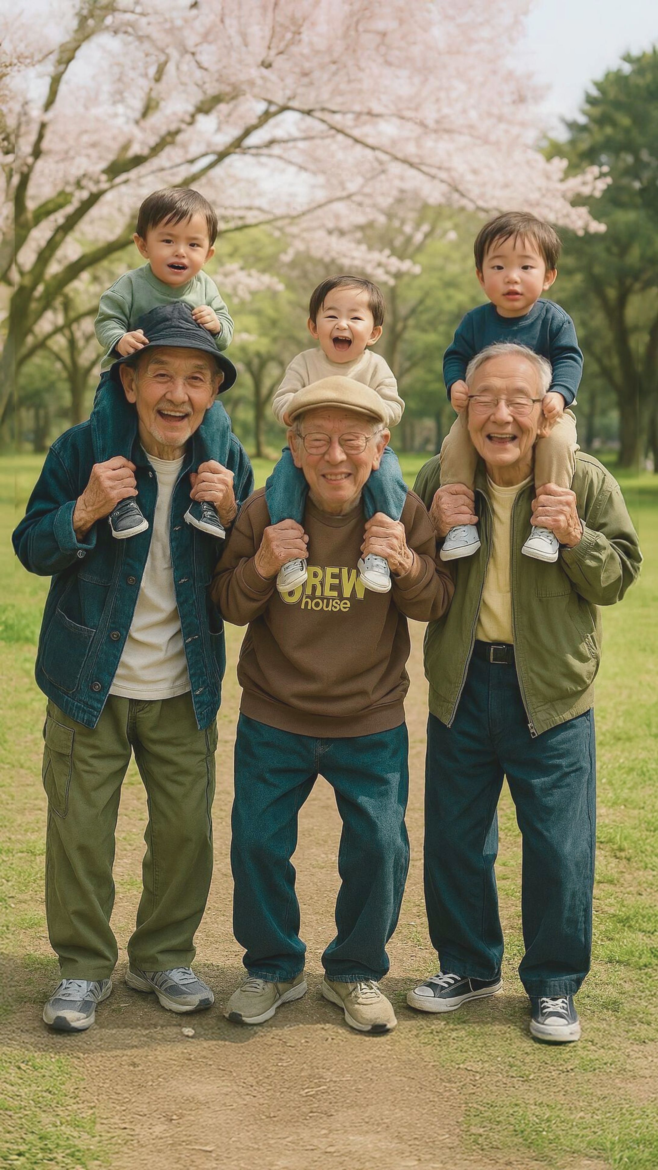 【AIおじいちゃんシリーズ】肩車3人組-1