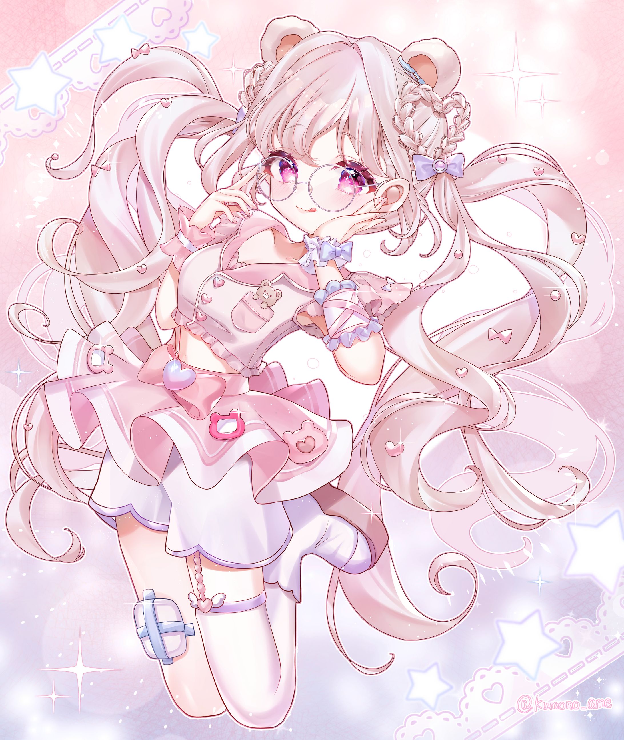 【オリジナル】くま耳メガネの女の子-1