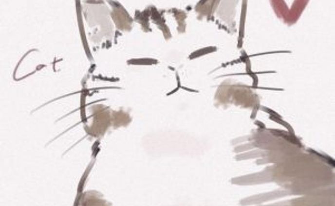 油彩　動物　猫　イラスト　制作　