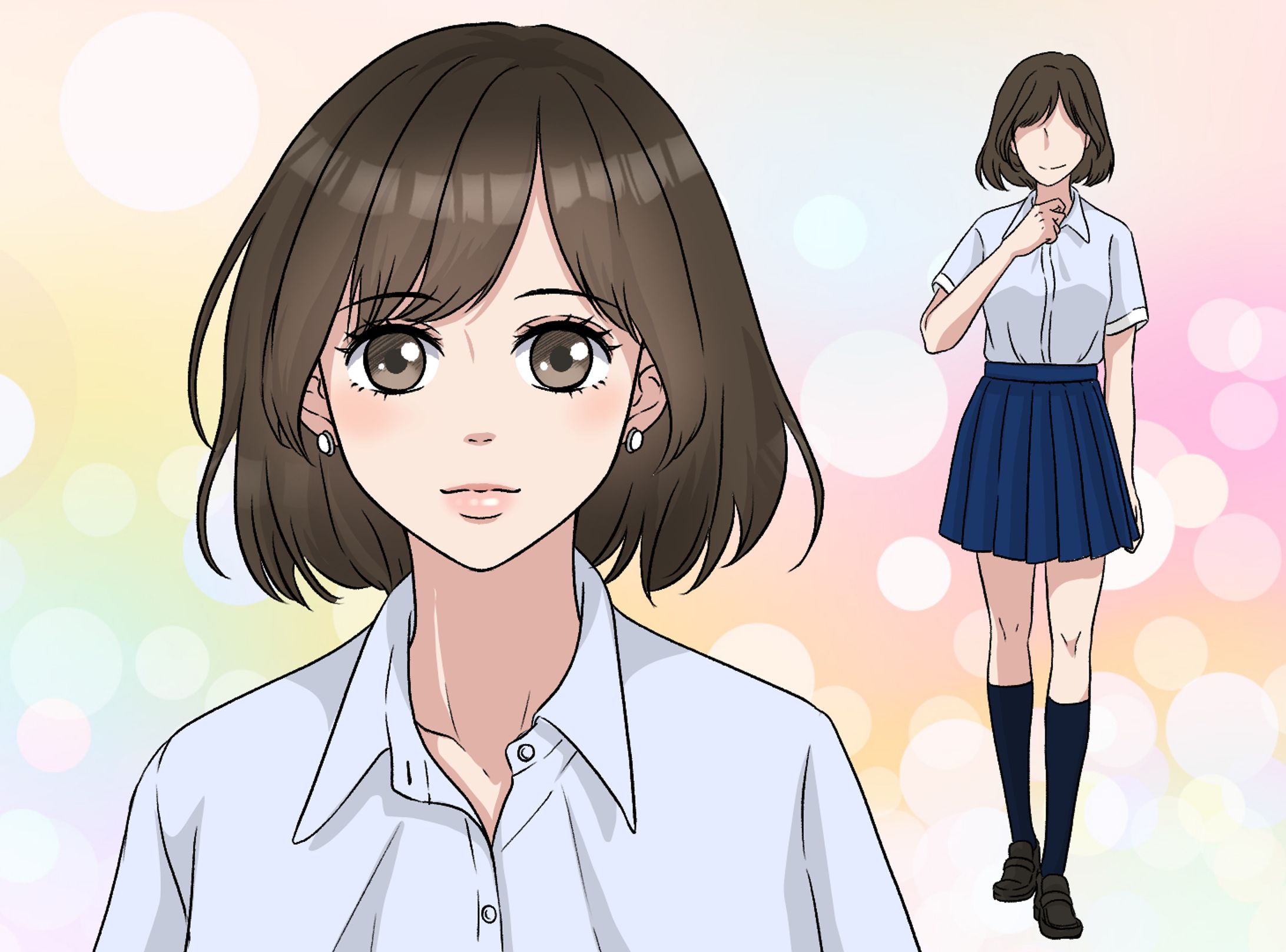 漫画イラストサンプル（ラフ・線画あり）-1