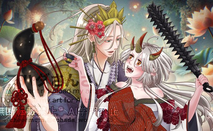 【サンプル】MVイメージイラスト　豆まき　鬼　福の神