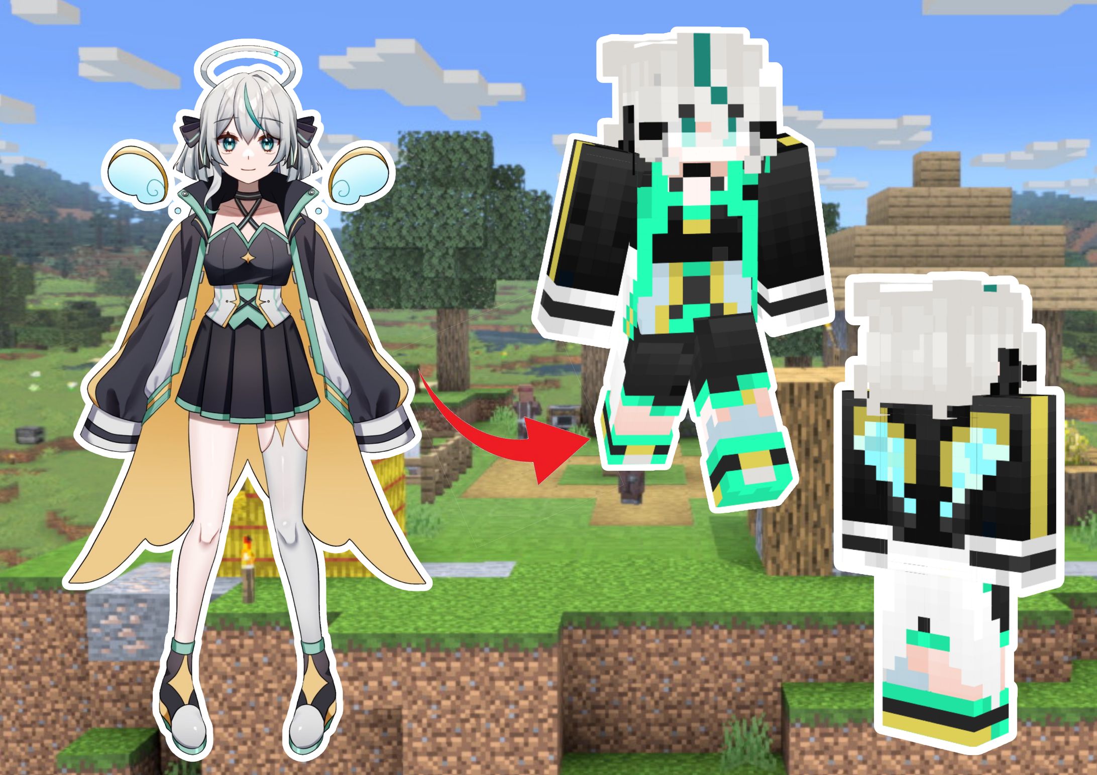 マイクラスキン制作「夜凪宙様」-1