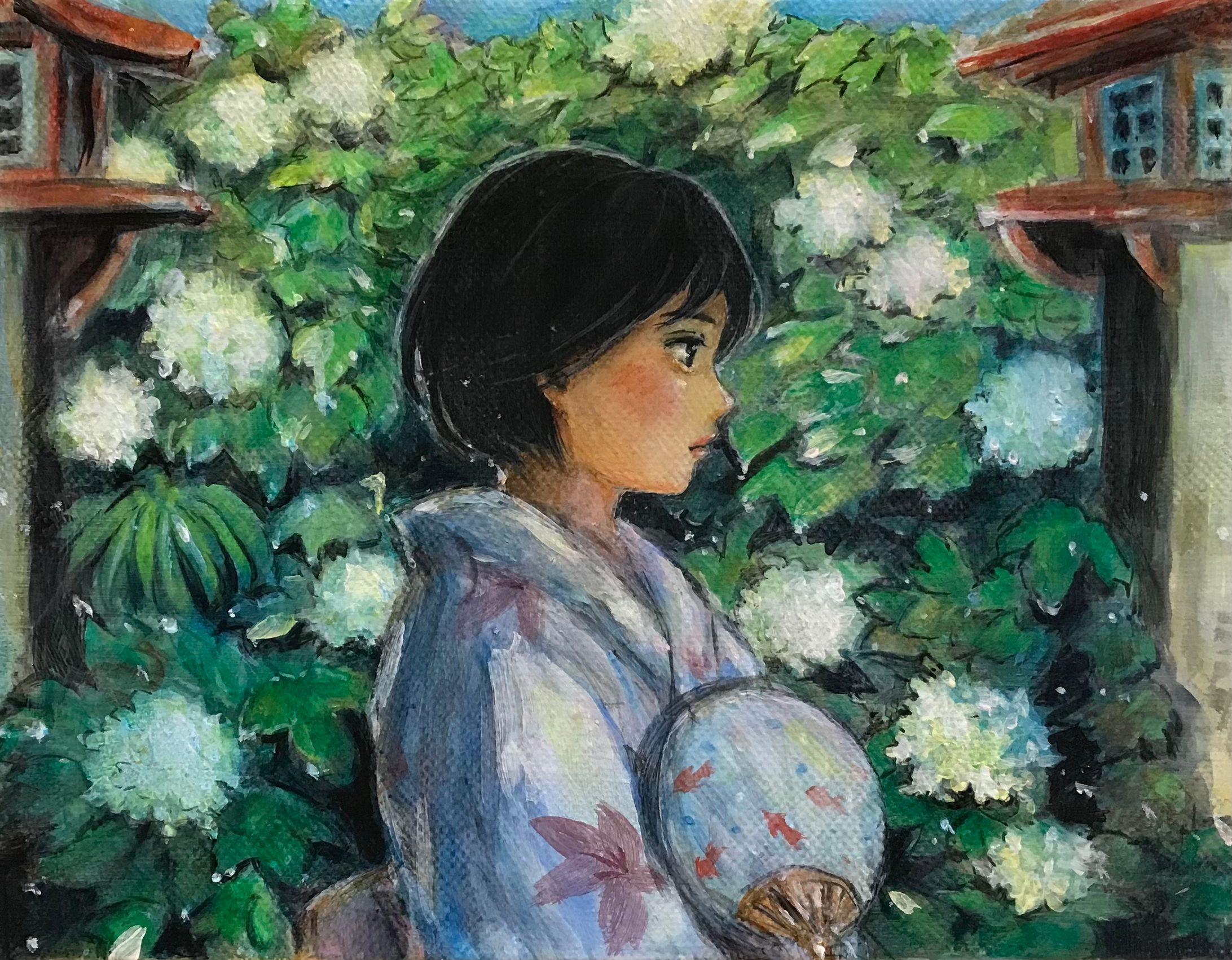 紫陽花祭り(2024年ZINE gallery夏の0号展展示作品　F0号)-1