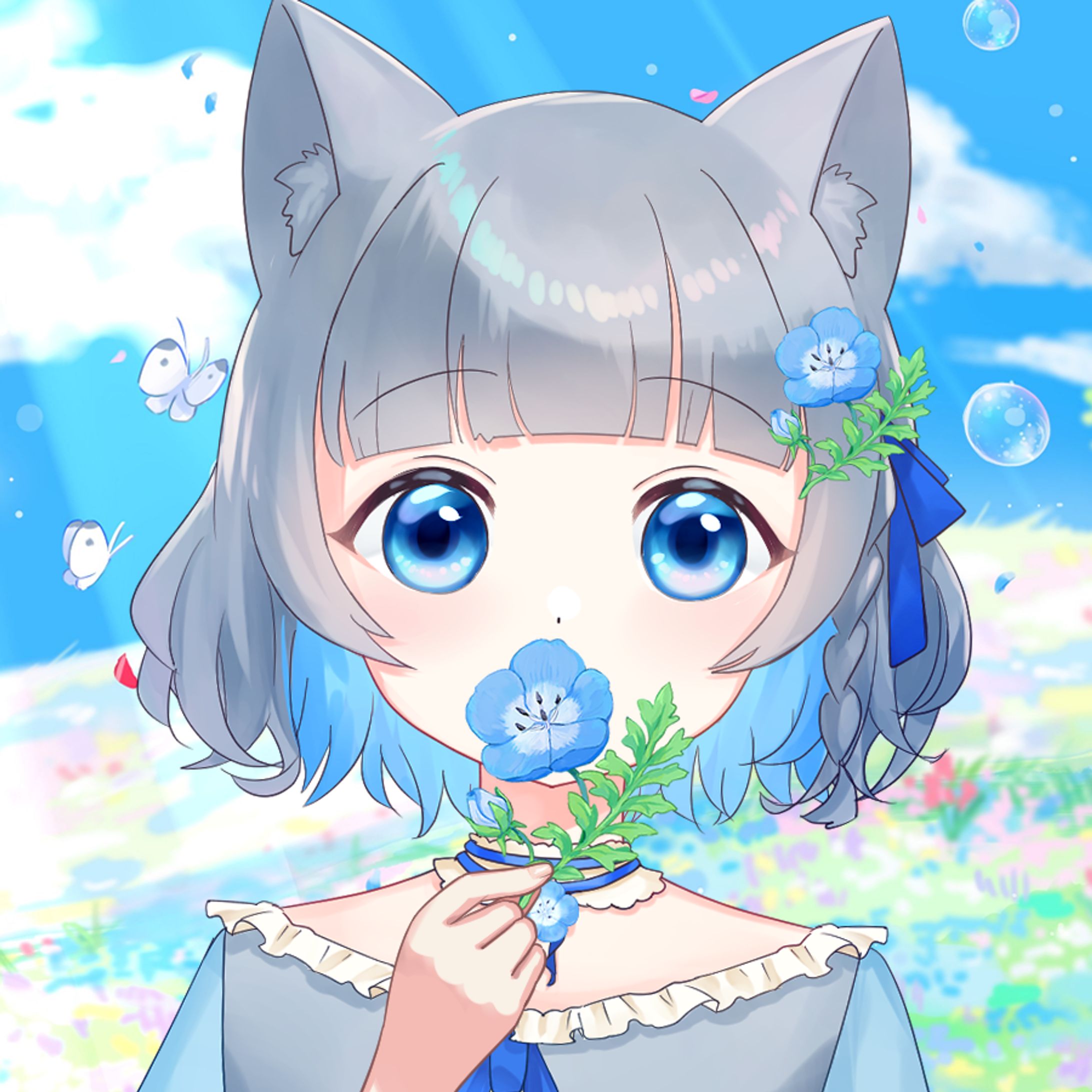 花を持つ手-IRIAMネモフィライベント-1