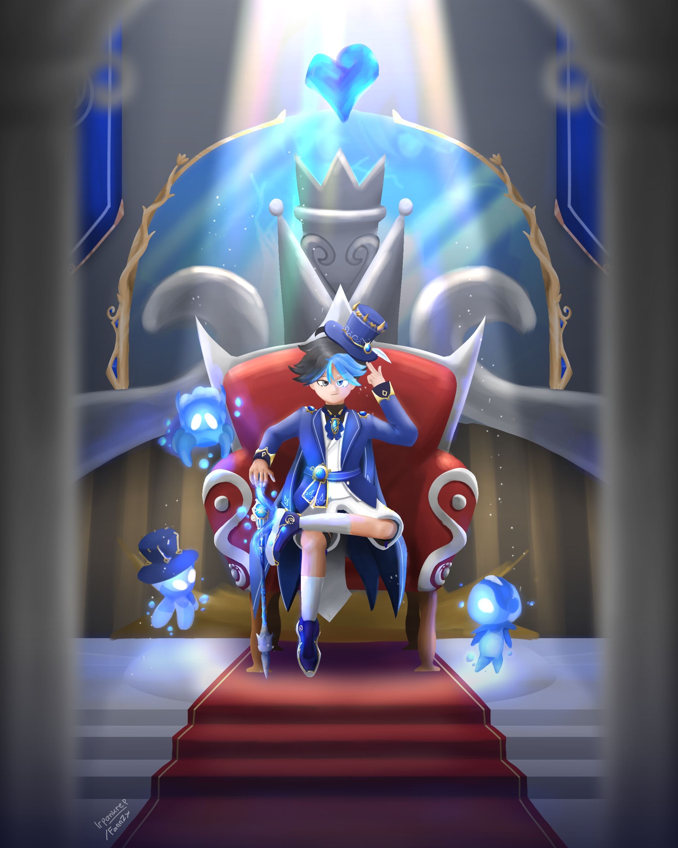 full body lineless character with detailed background -1