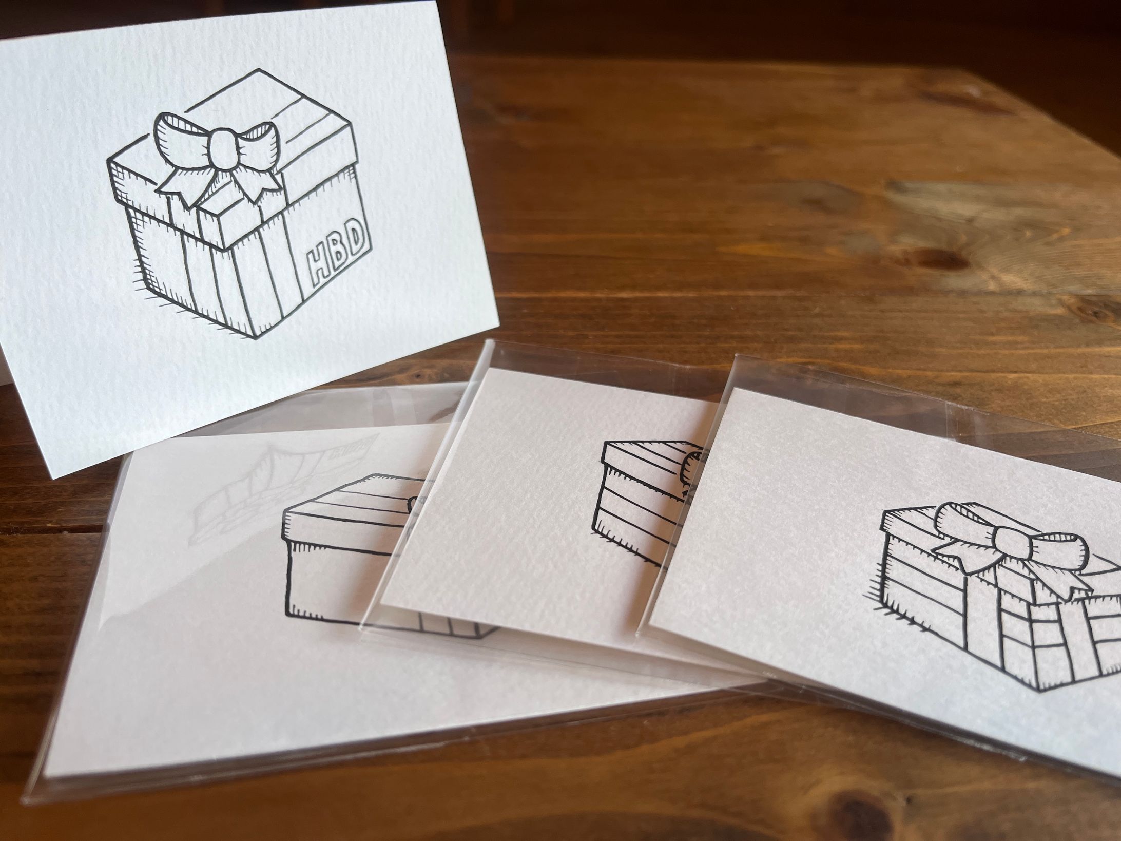 手描きメッセージカード　プレゼントボックス-1