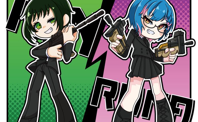 聲江らな様/月宮燐様依頼カートゥン調イラスト
