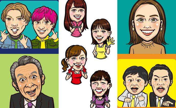 似顔絵　芸能人サンプル、ご依頼まとめ