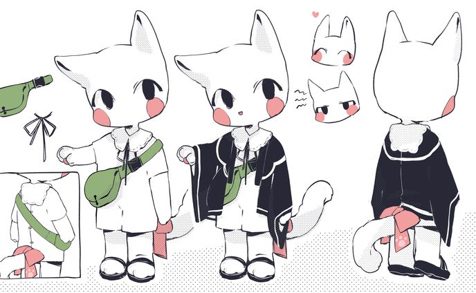 キャラクターデザイン_和猫_二面図