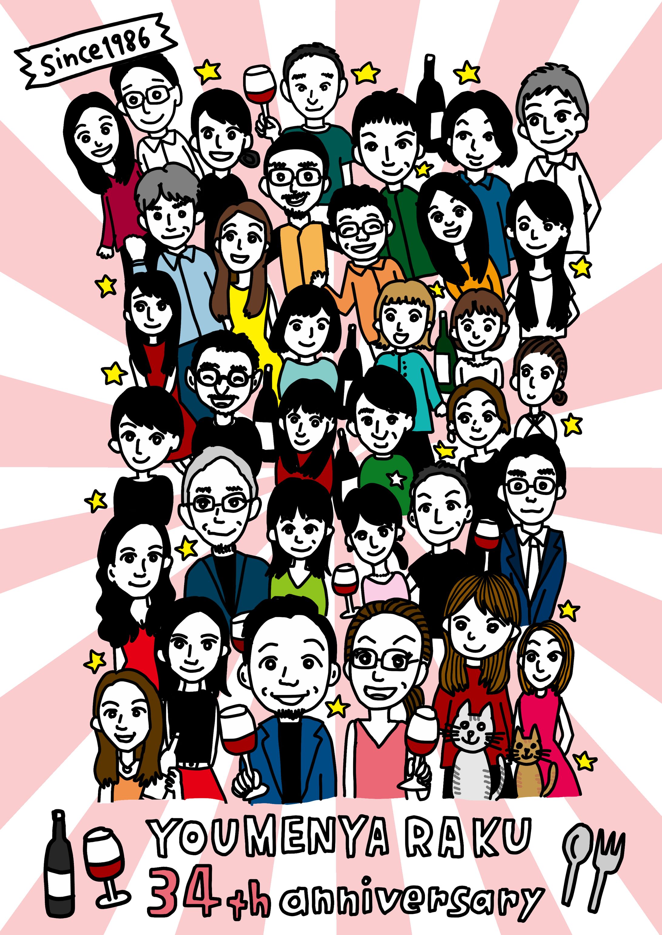 洋麺屋楽34周年イラスト-1