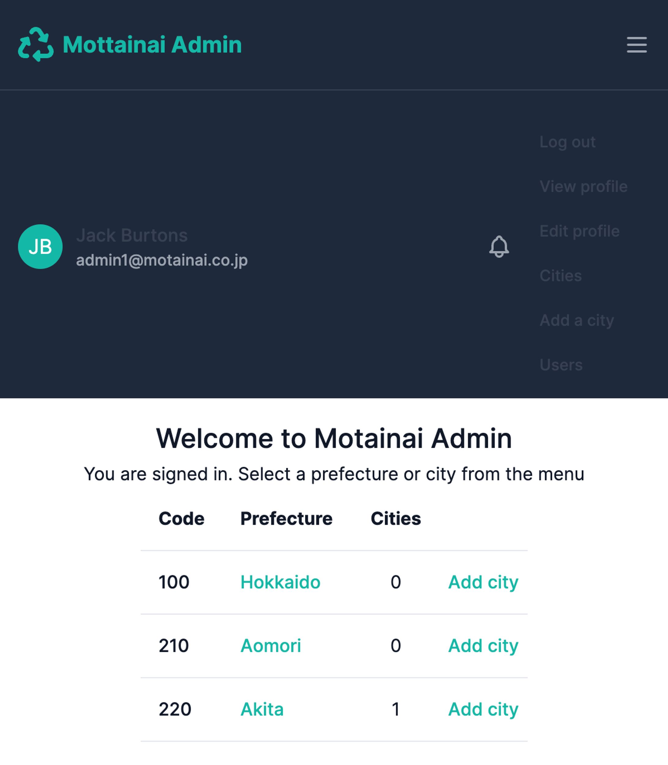 Motainai admin portal-1