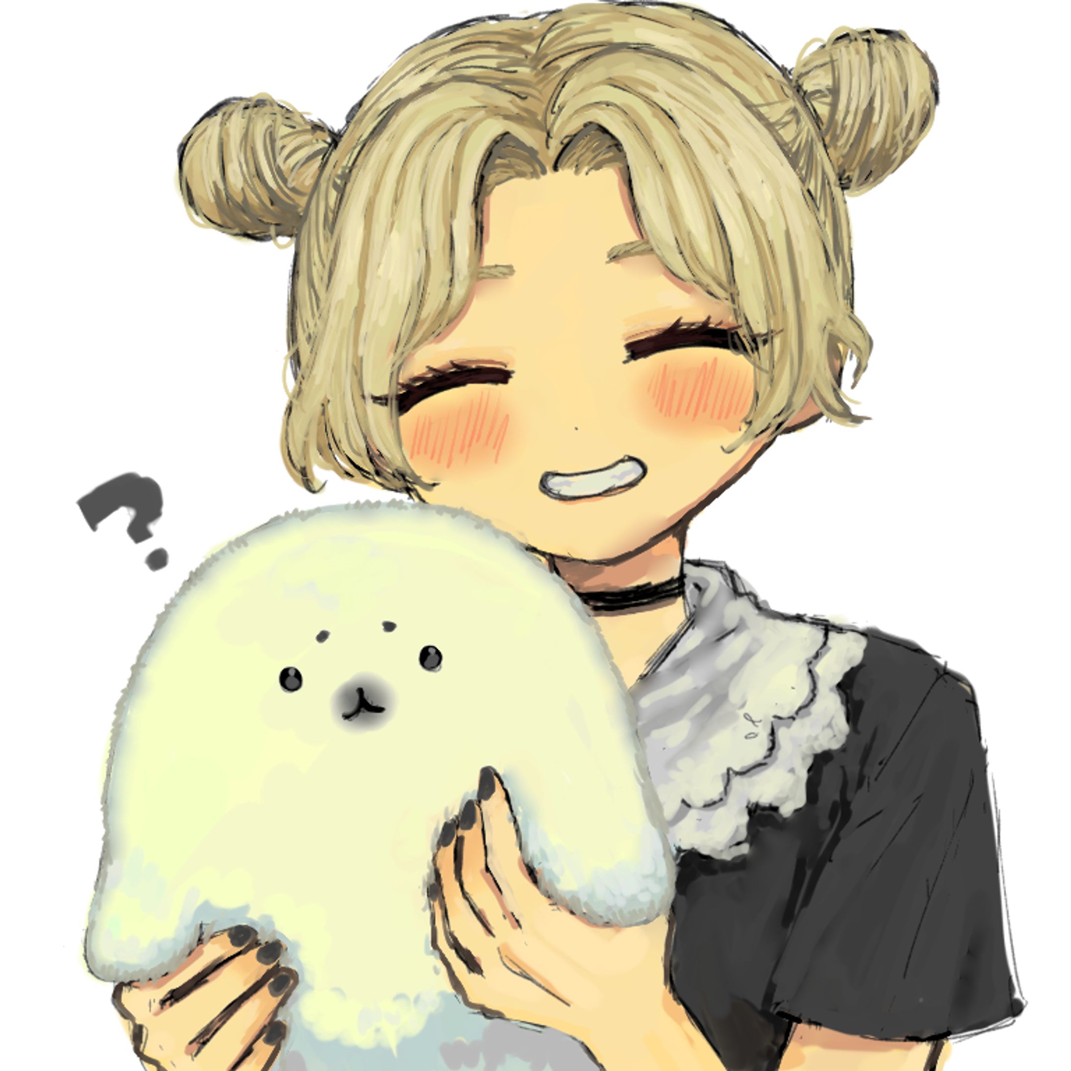 ふわふわ生き物と女の子-1