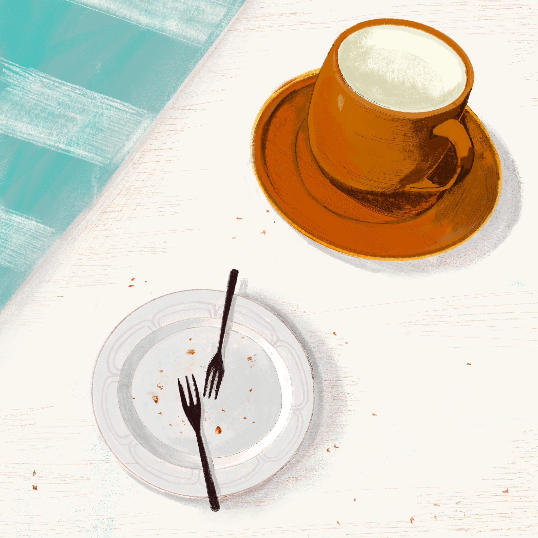 お茶の後、空のお皿。-1