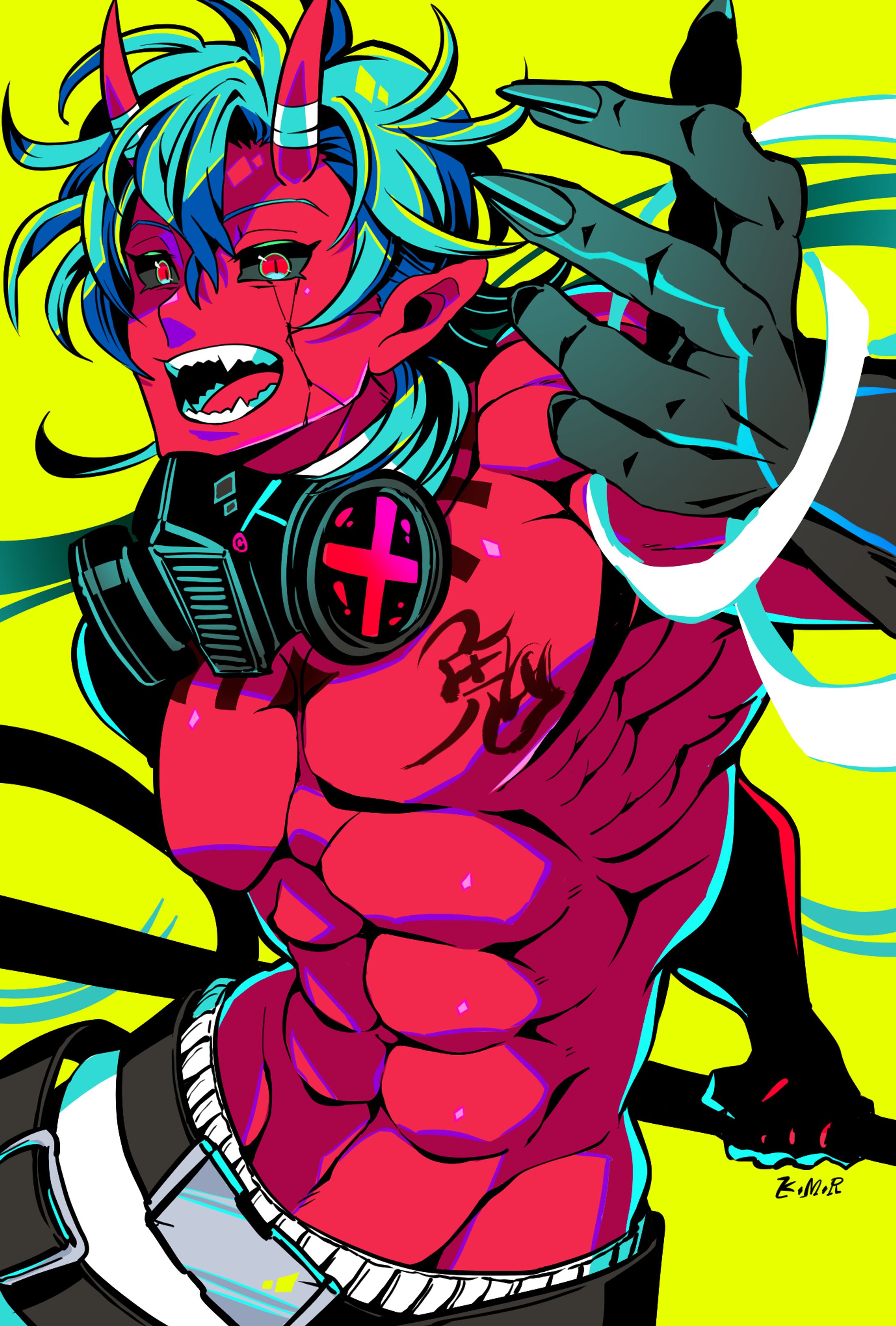 【Skeb】サイバーパンク赤鬼-1