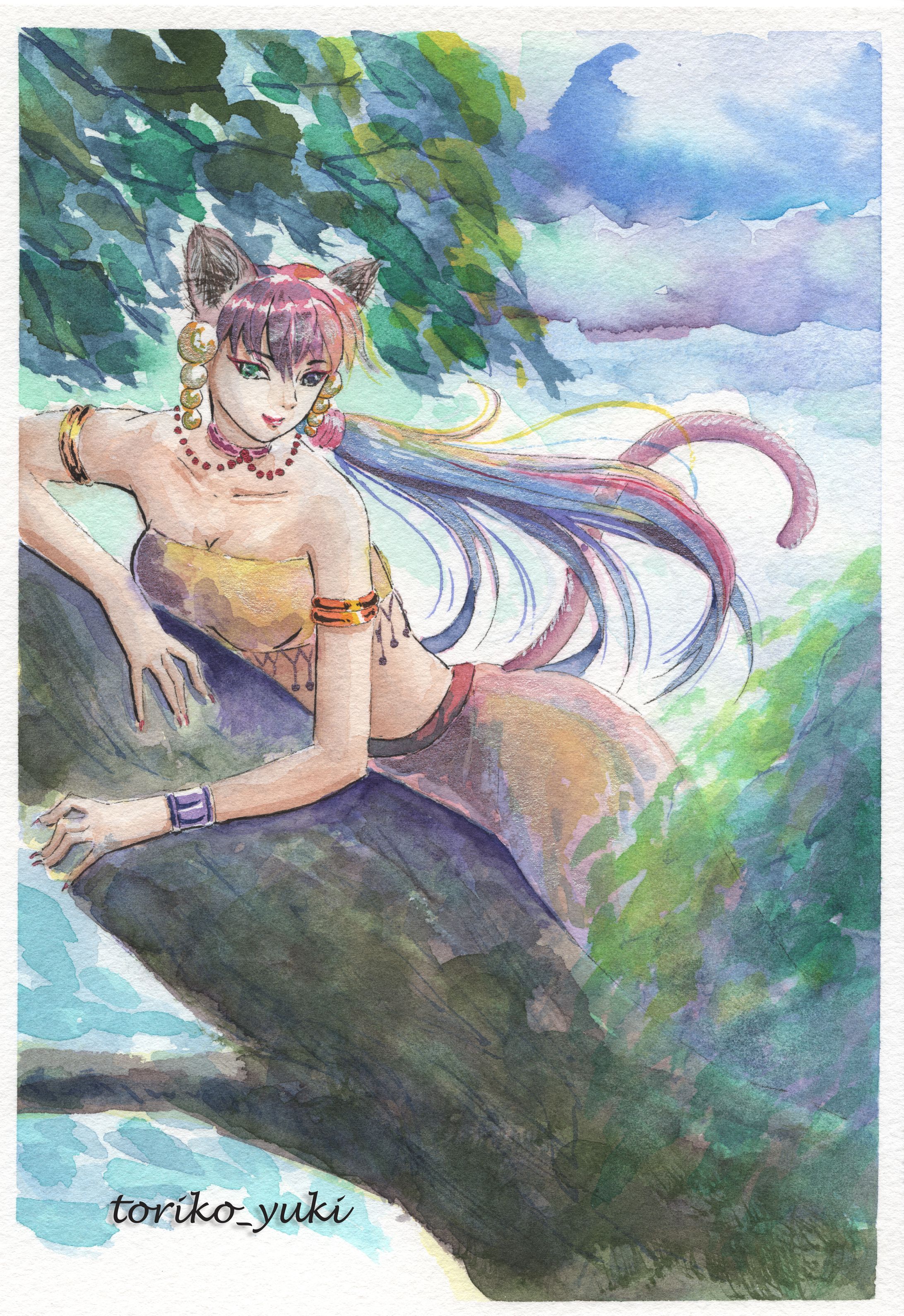 【2021展示会用】水彩画　エジプトの神様-1