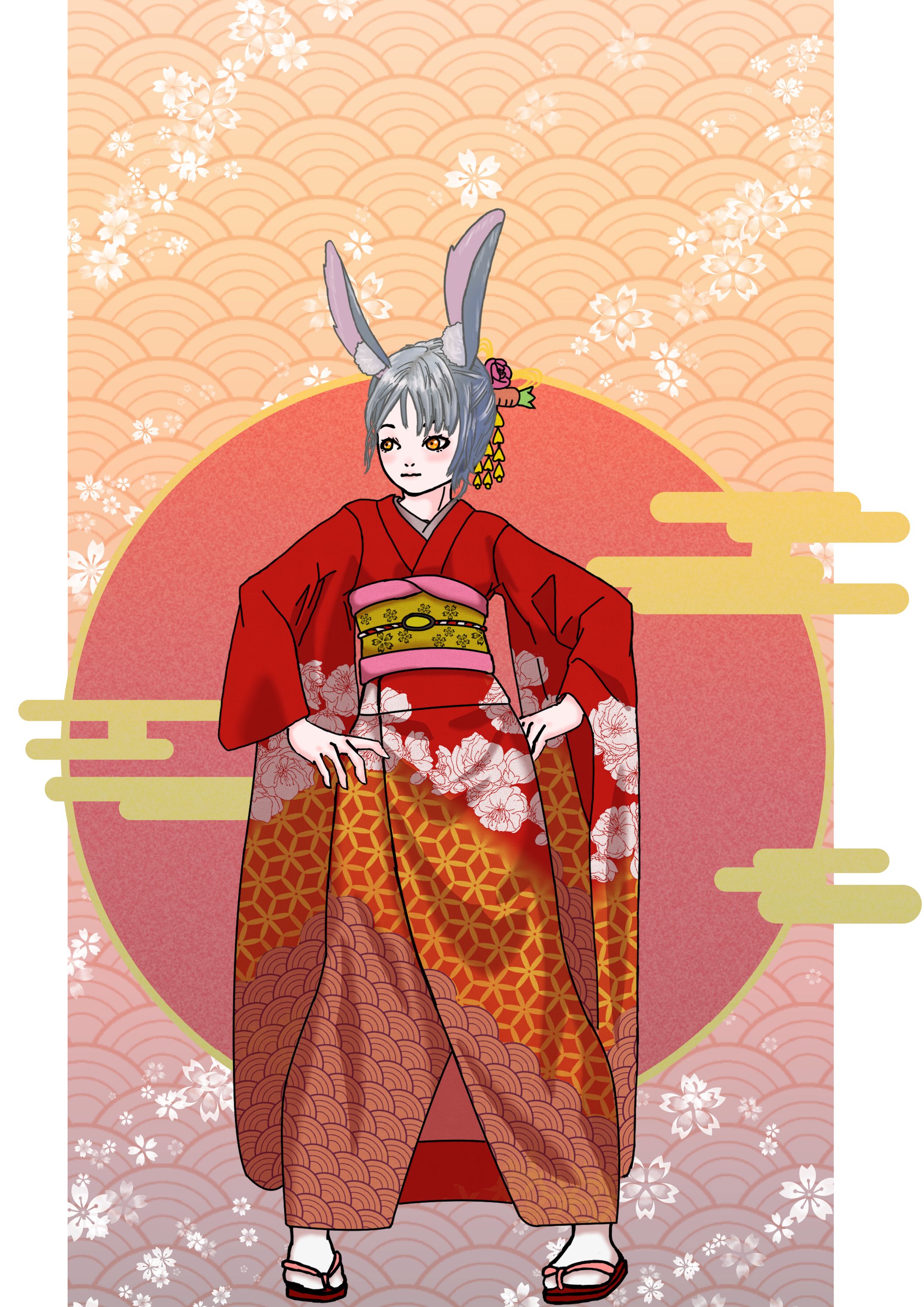 年賀、卯年（擬人化）-1