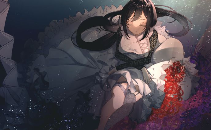 イラスト、夕景