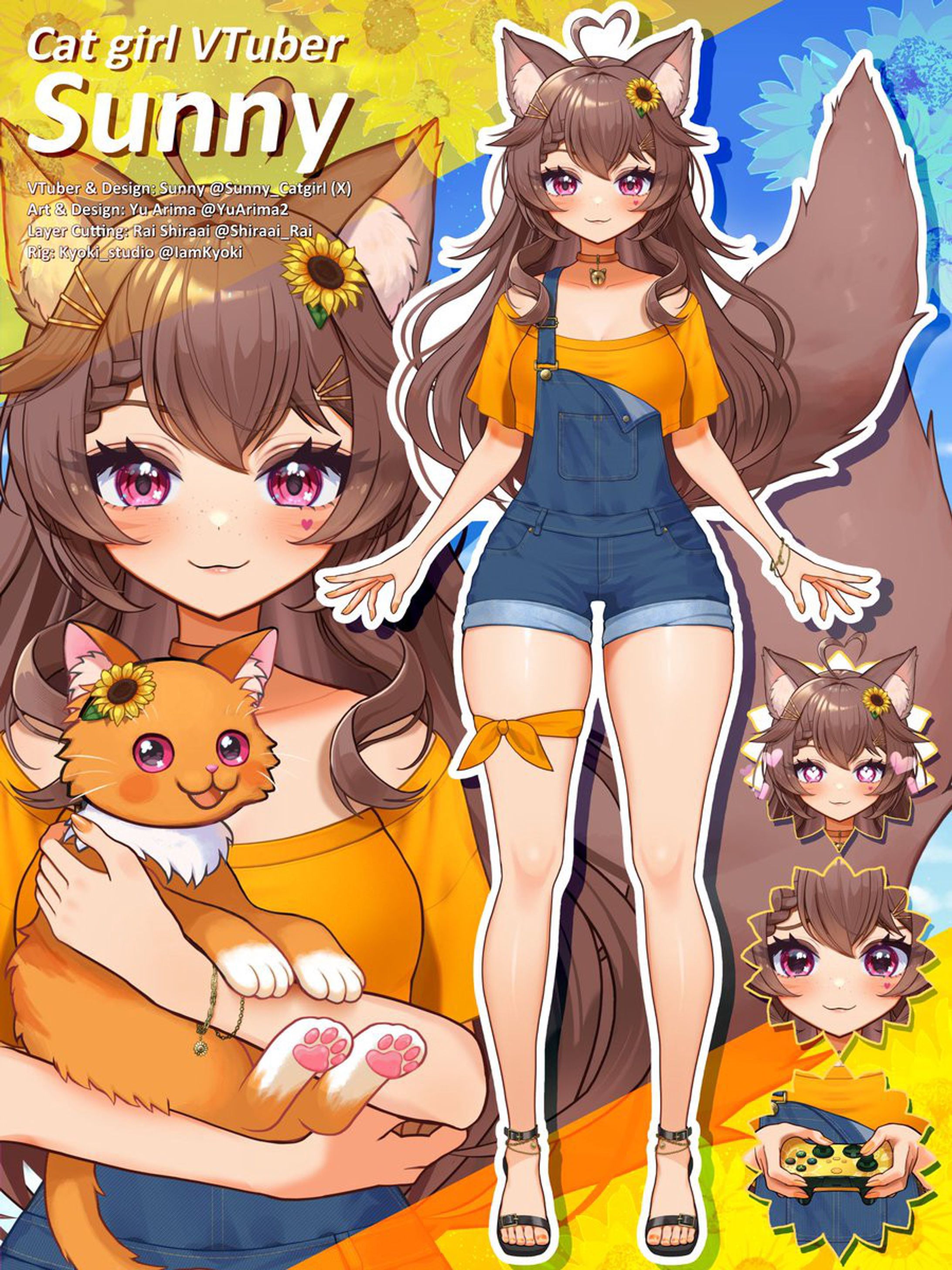 ご依頼:Live2D Model Art : Cat girl VTuber Sunny 3.0 model🌻-1